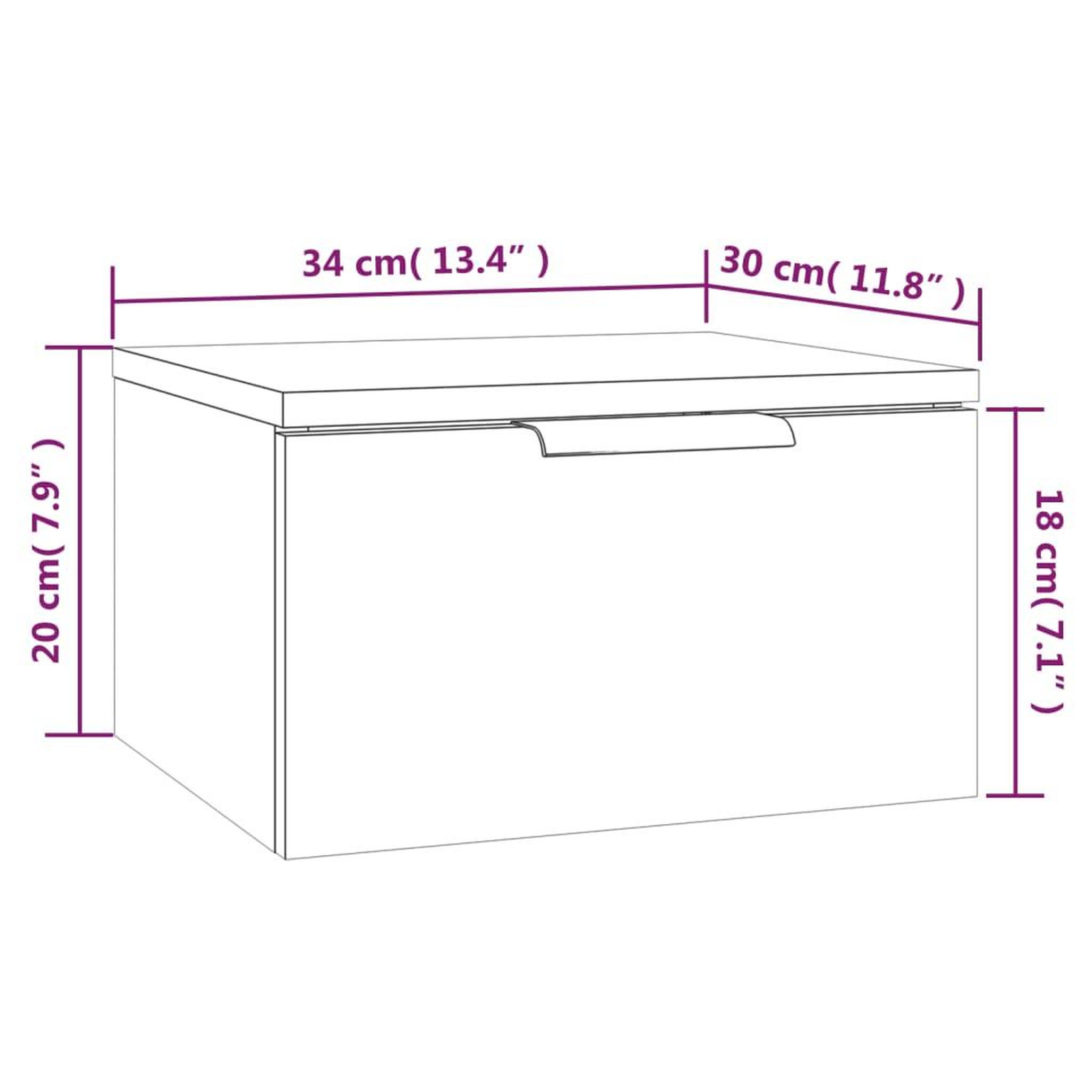 Voir la diapositive 6 : VIDAXL Table de chevet murale Gris beton 34x30x20 cm