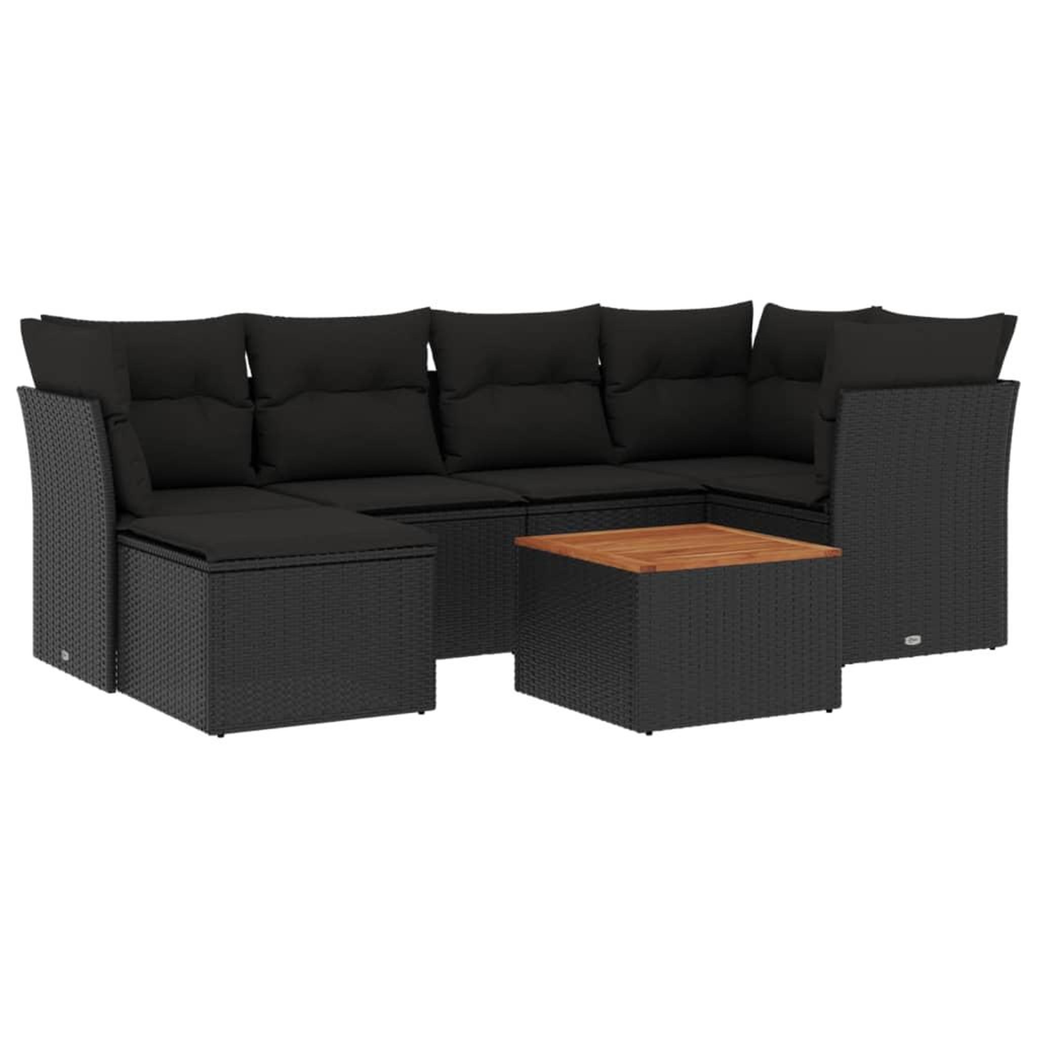 Voir la diapositive 2 : VIDAXL Salon de jardin 7 pcs avec coussins noir resine tressee