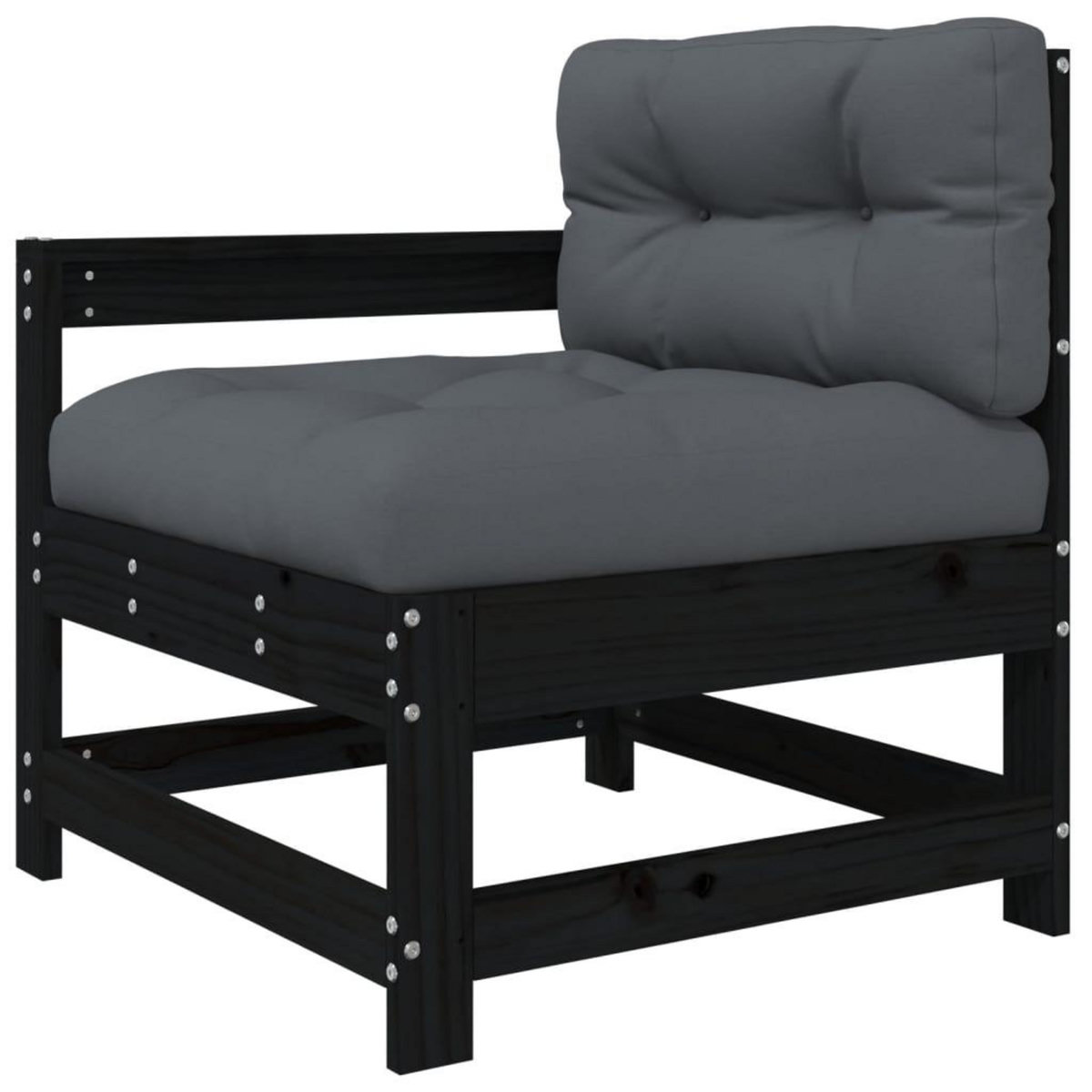 VIDAXL Salon de jardin 3 pcs avec coussins noir bois massif