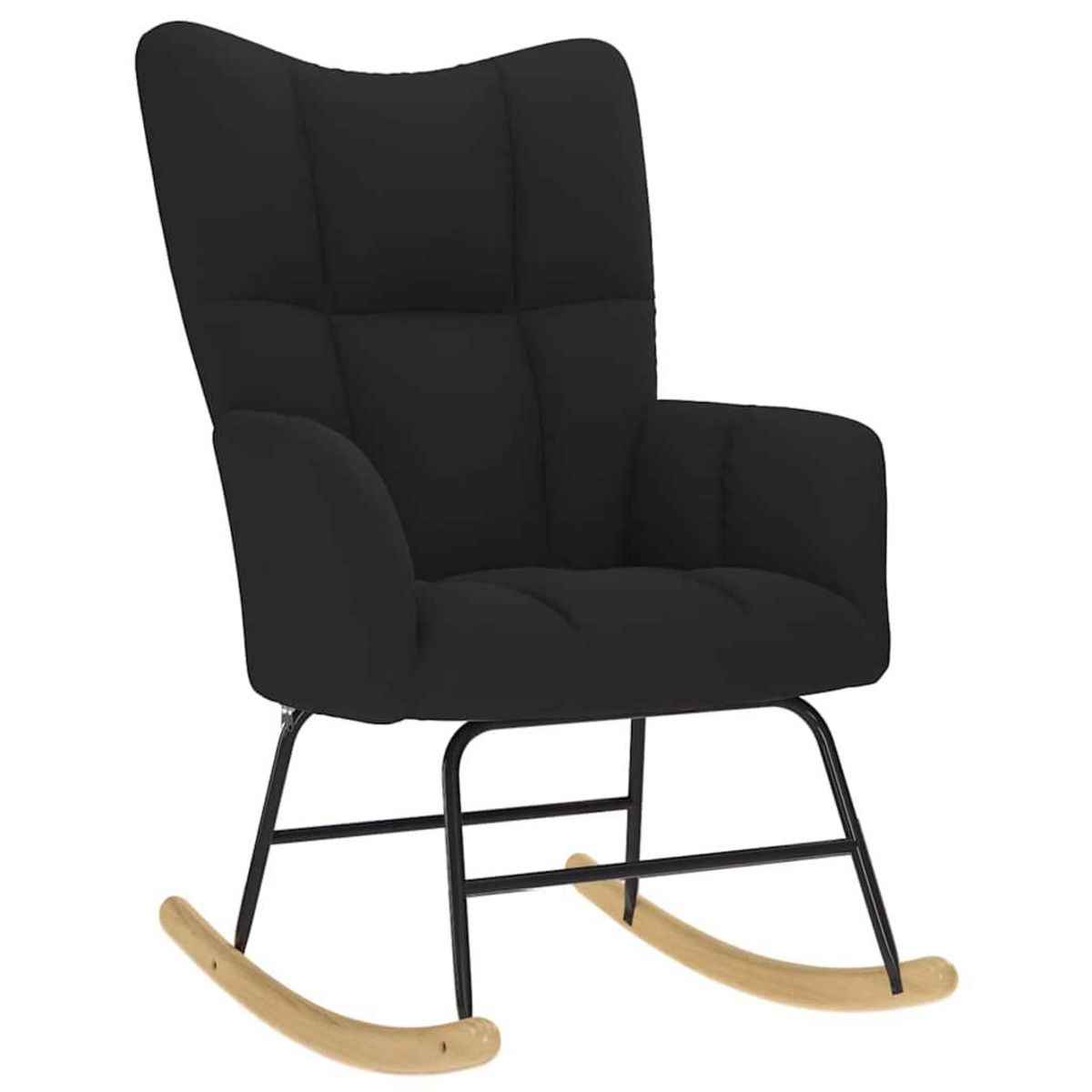 VIDAXL Chaise a bascule avec repose-pied Noir Tissu