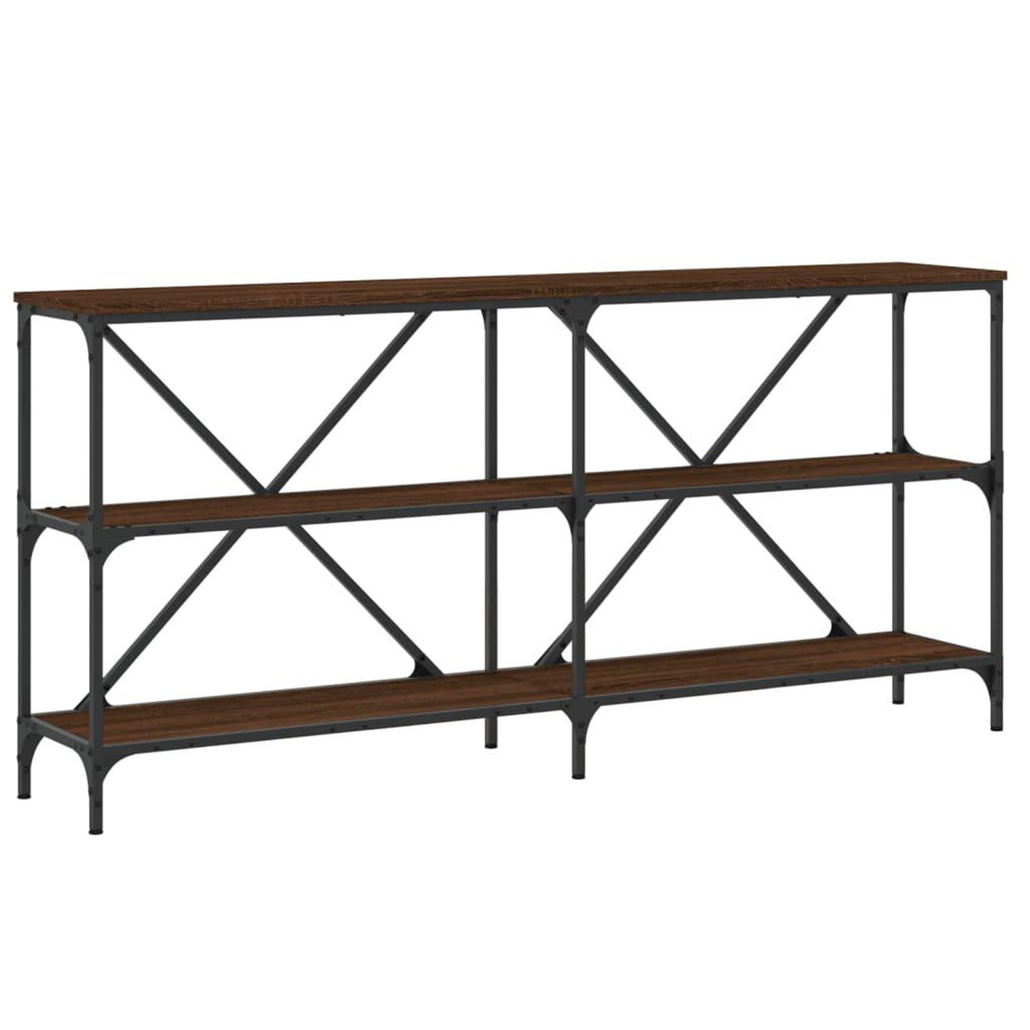 Voir la diapositive 2 : VIDAXL Table console chene marron 160x30x75cm bois d'ingenierie et fer