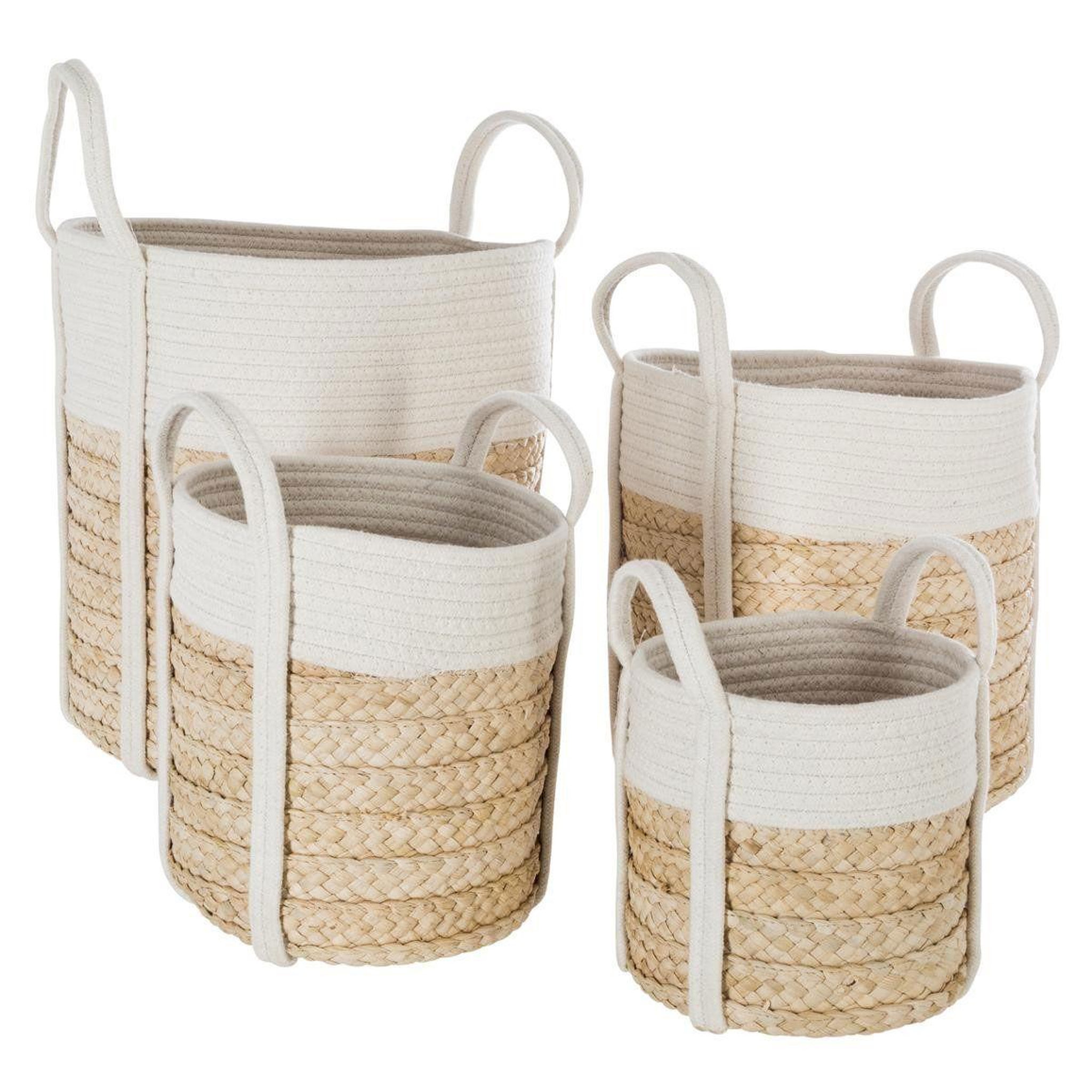 ATMOSPHERA Lot de 4 paniers en coton  natami  34cm blanc