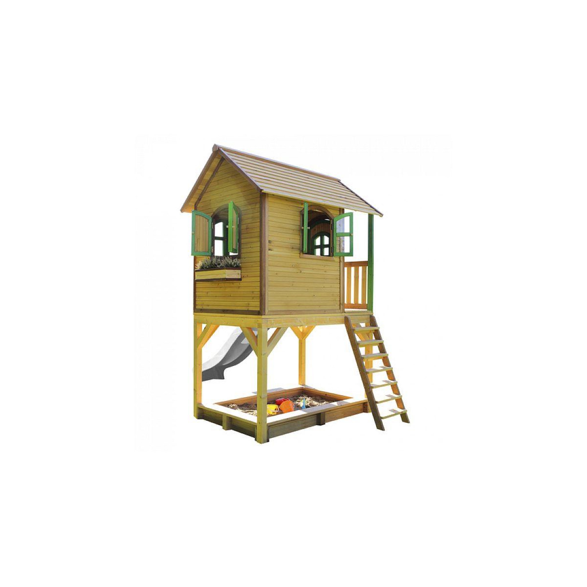 Voir la diapositive 4 : Axi House Axi classic sarah maisonnette marron vert toboggan blanc