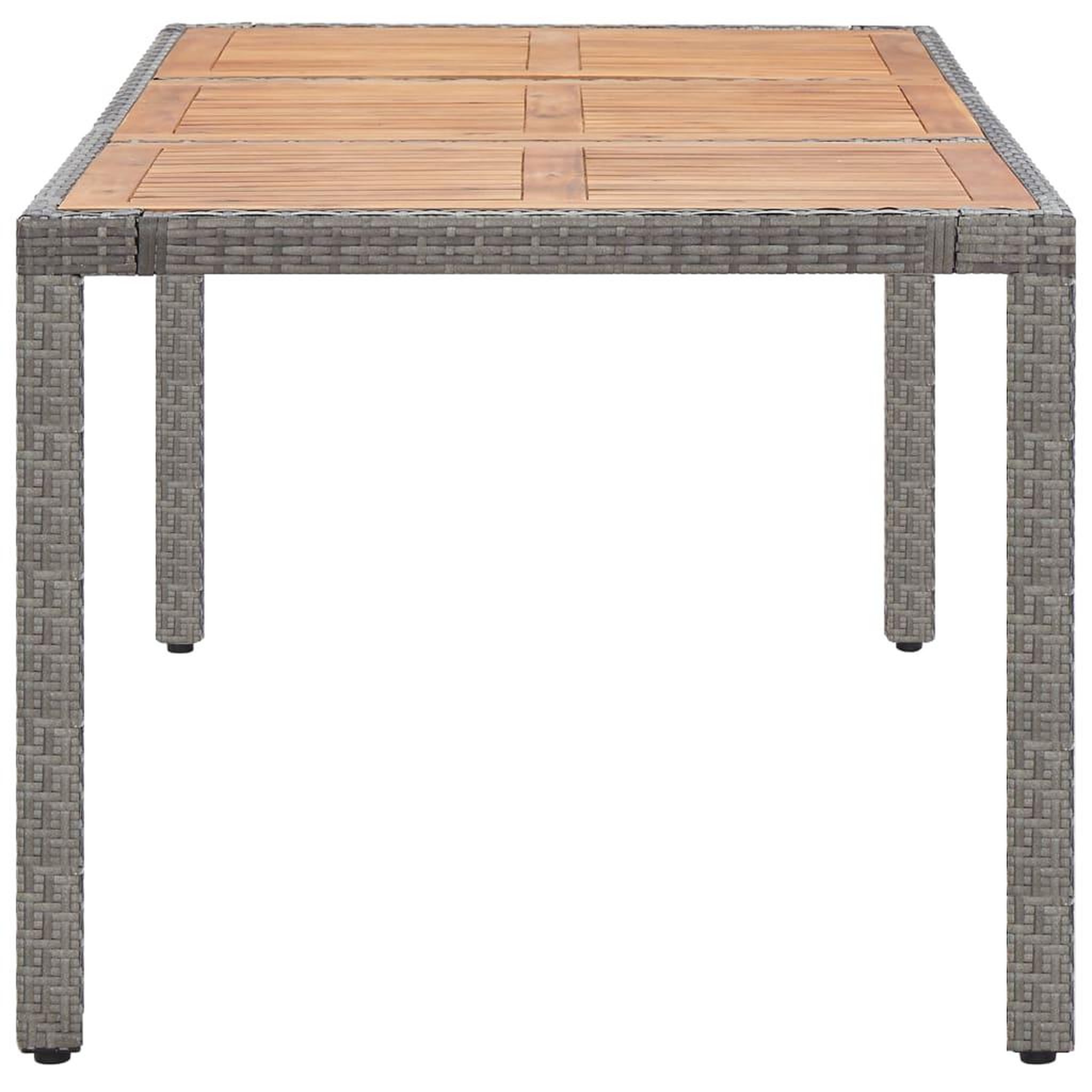 Voir la diapositive 3 : VIDAXL Table de jardin Gris 190x90x75cm Resine tressee et acacia