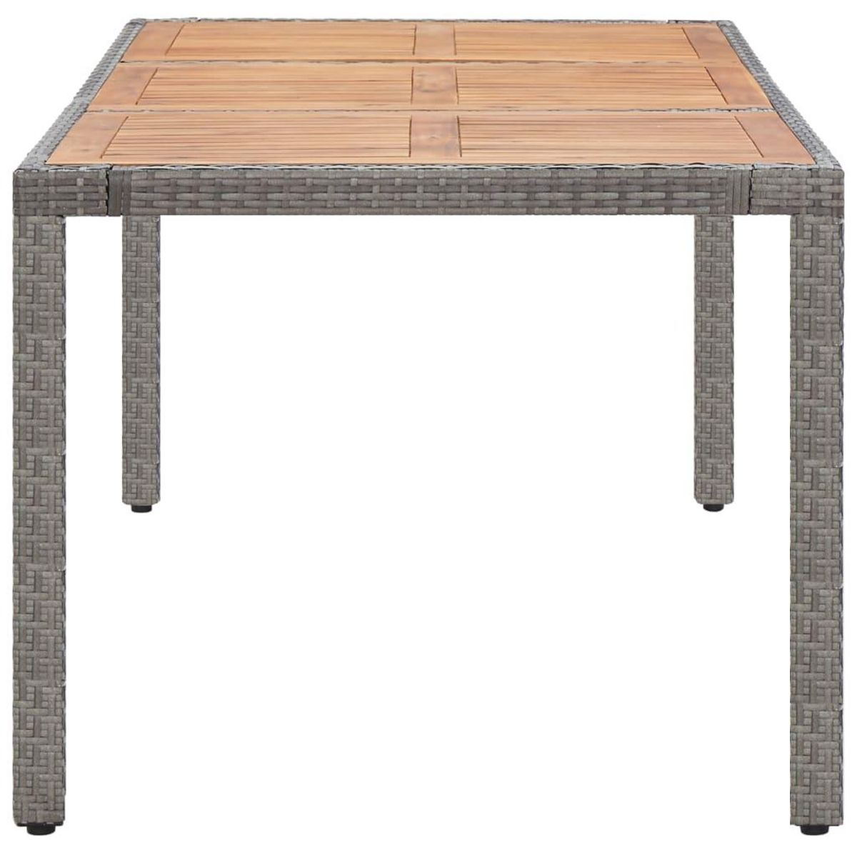 VIDAXL Table de jardin Gris 190x90x75cm Resine tressee et acacia