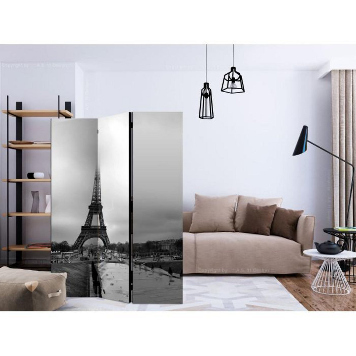 Paris Prix Paravent 3 Volets  Paris : Eiffel Tower  135x172cm