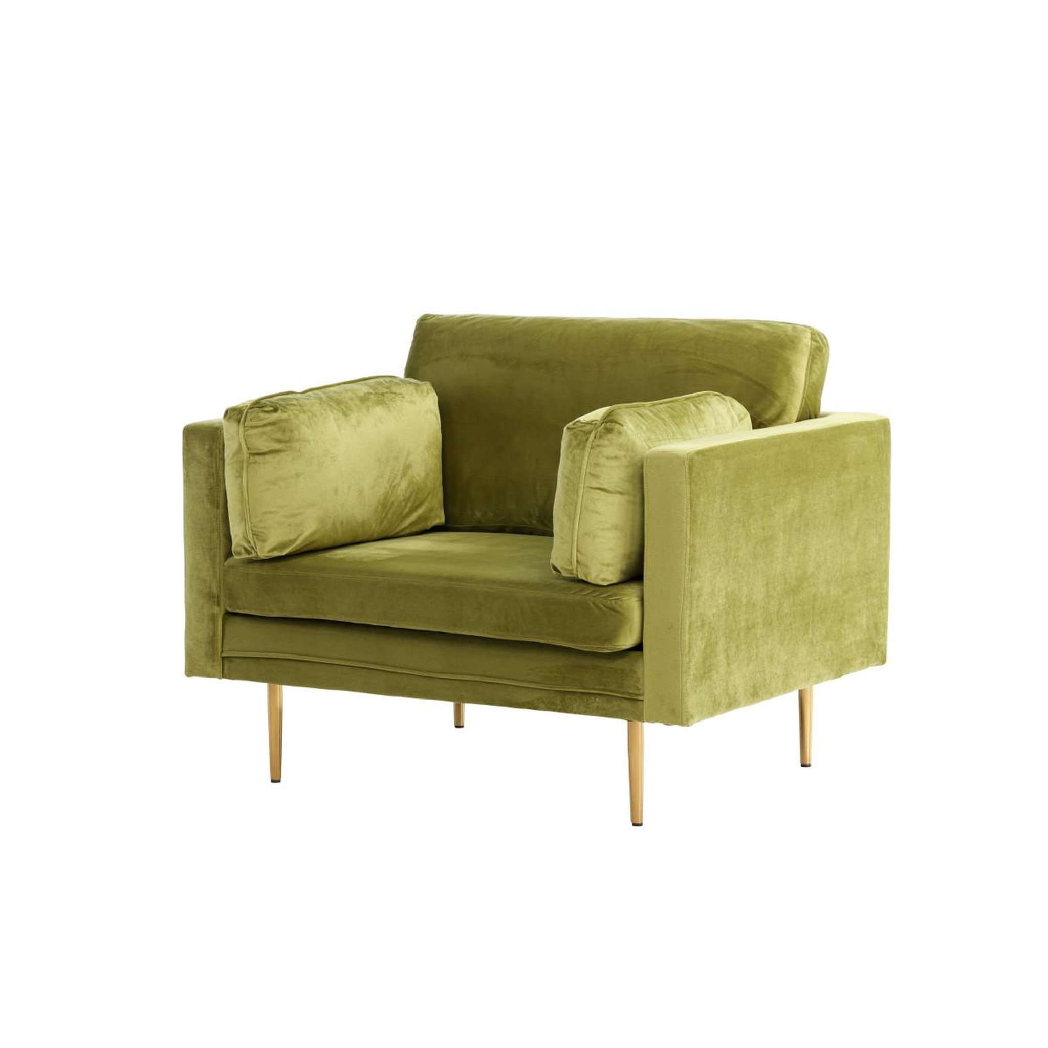 Voir la diapositive 5 : Paris Prix Fauteuil design en velours  boom  110cm vert & or