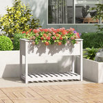 VIDAXL Jardiniere avec etagere Blanc 111,5x54x81 cm Bois massif de pin