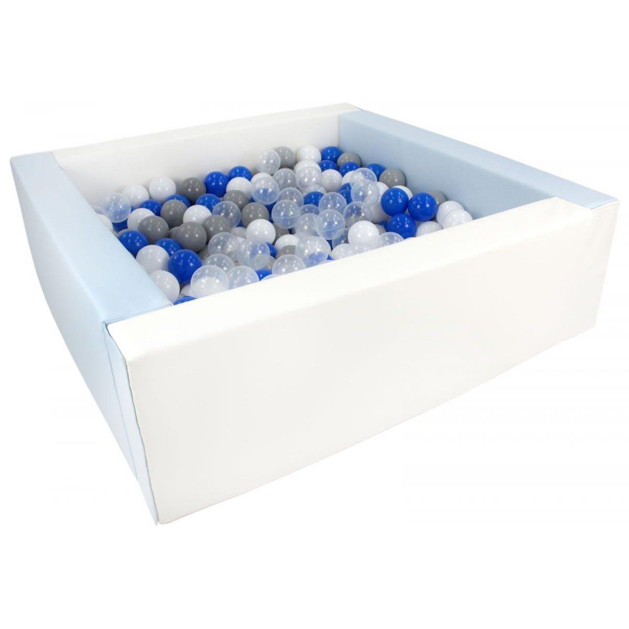 VELINDA Piscine à balles carrée avec 300 balles - blanc, bleu (pastel)/blanc, transparent, bleu, gris