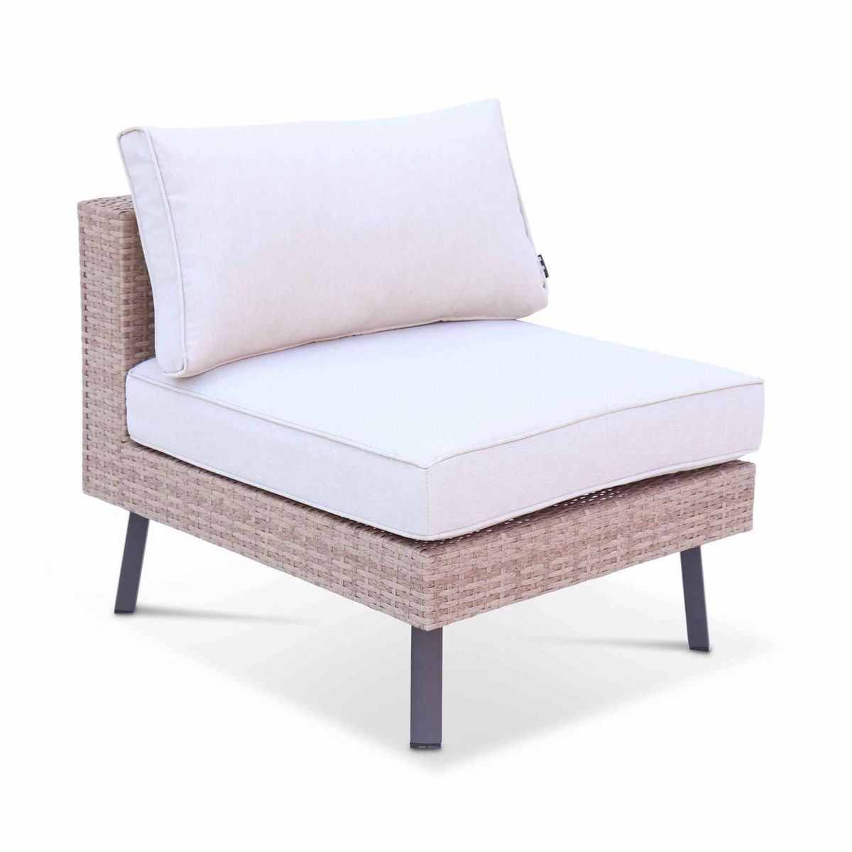 SWEEEK Salon de jardin 5 places en résine tressée plate – Alba