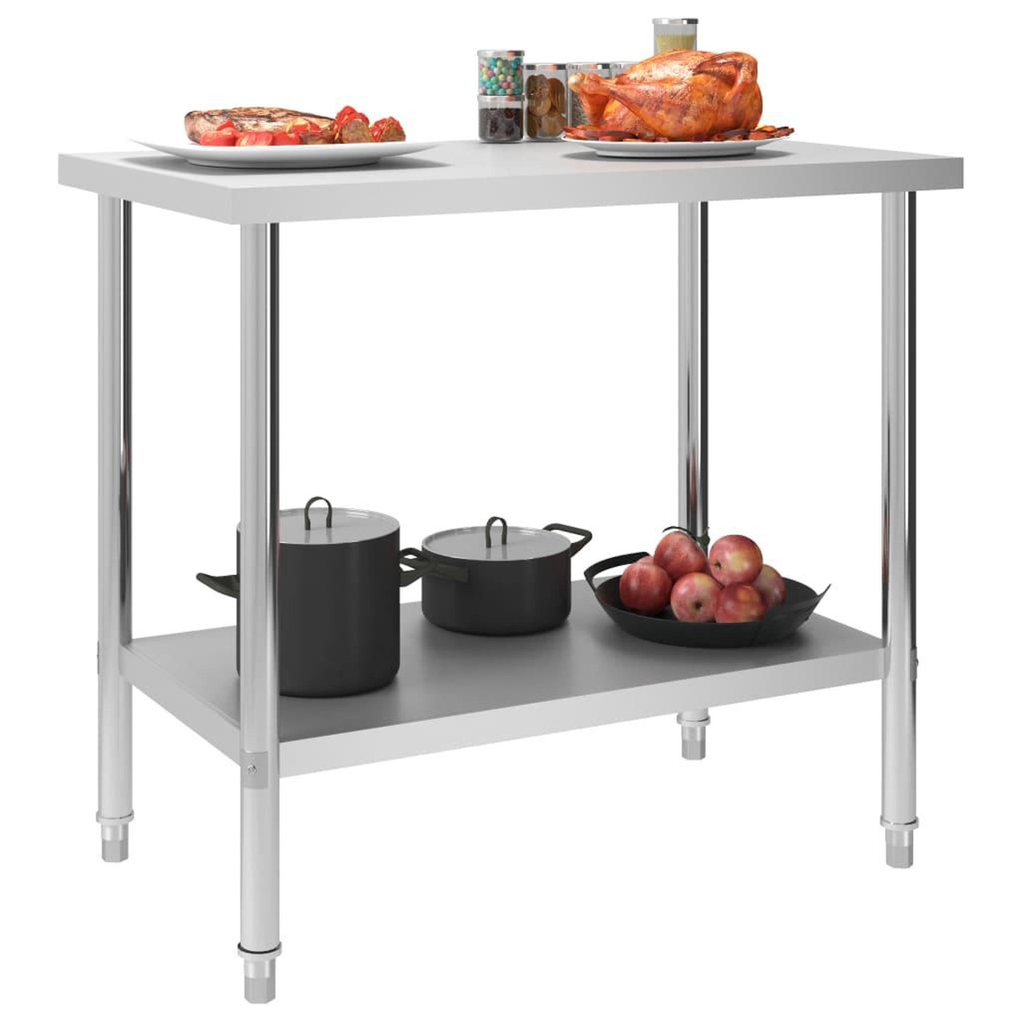 Voir la diapositive 4 : VIDAXL Table de travail de cuisine 100x60x85 cm Acier inoxydable
