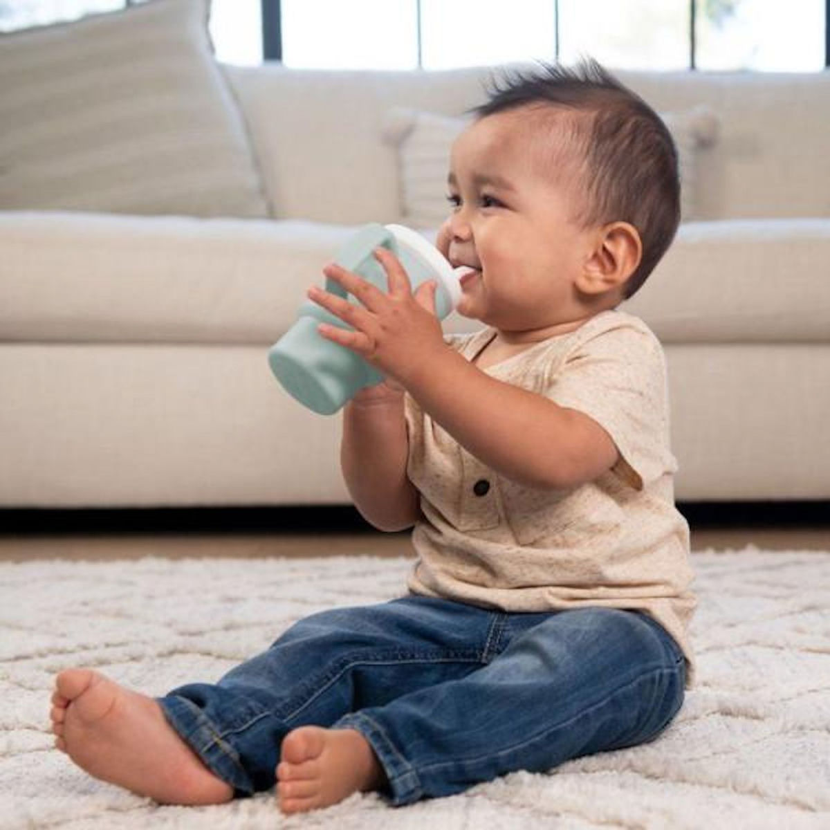 INFANTINO Ma premiere tasse silicone - INFANTINO - 255 ml - Moody Blue