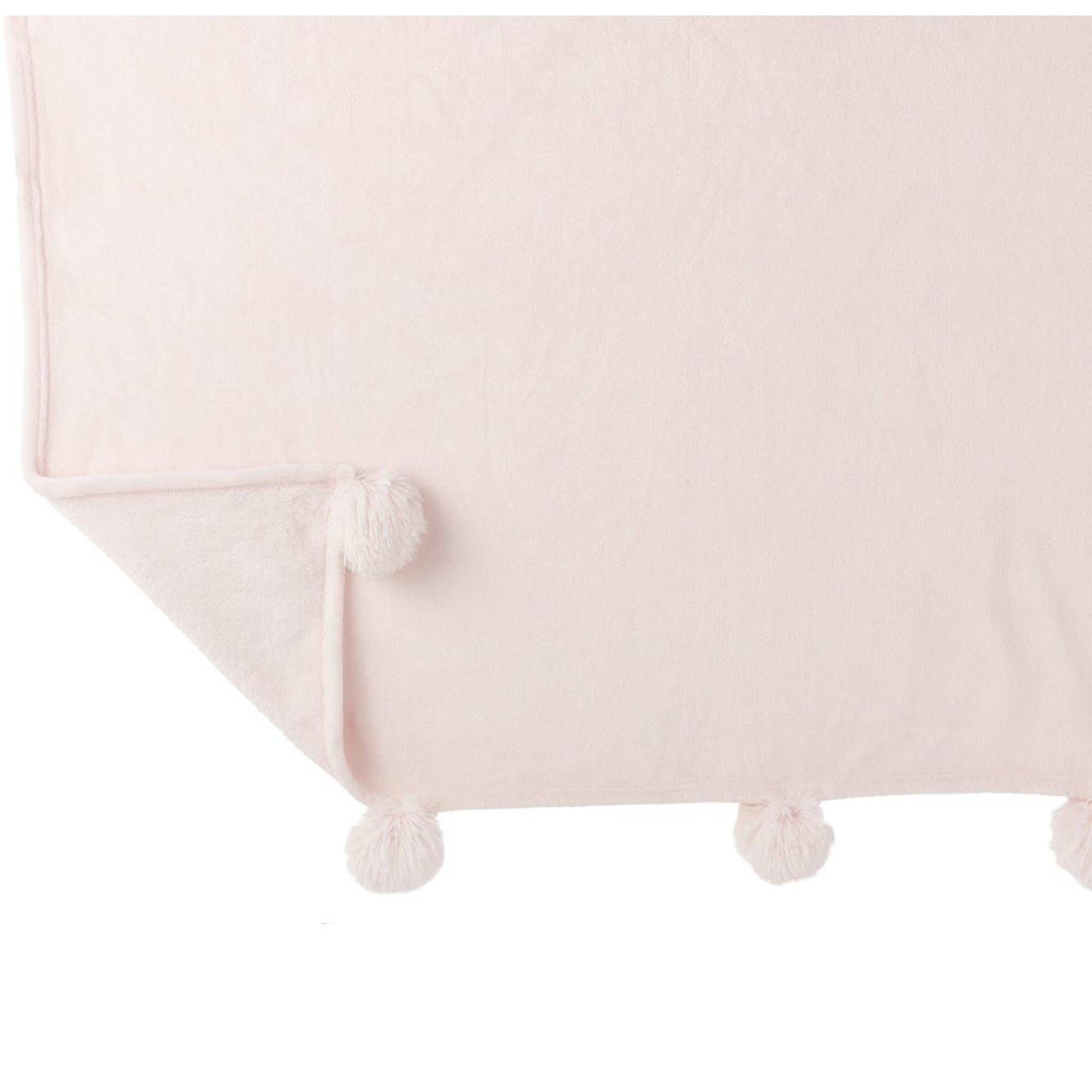 Voir la diapositive 3 : J-LINE Plaid à pompons  blanket  130x170cm rose clair