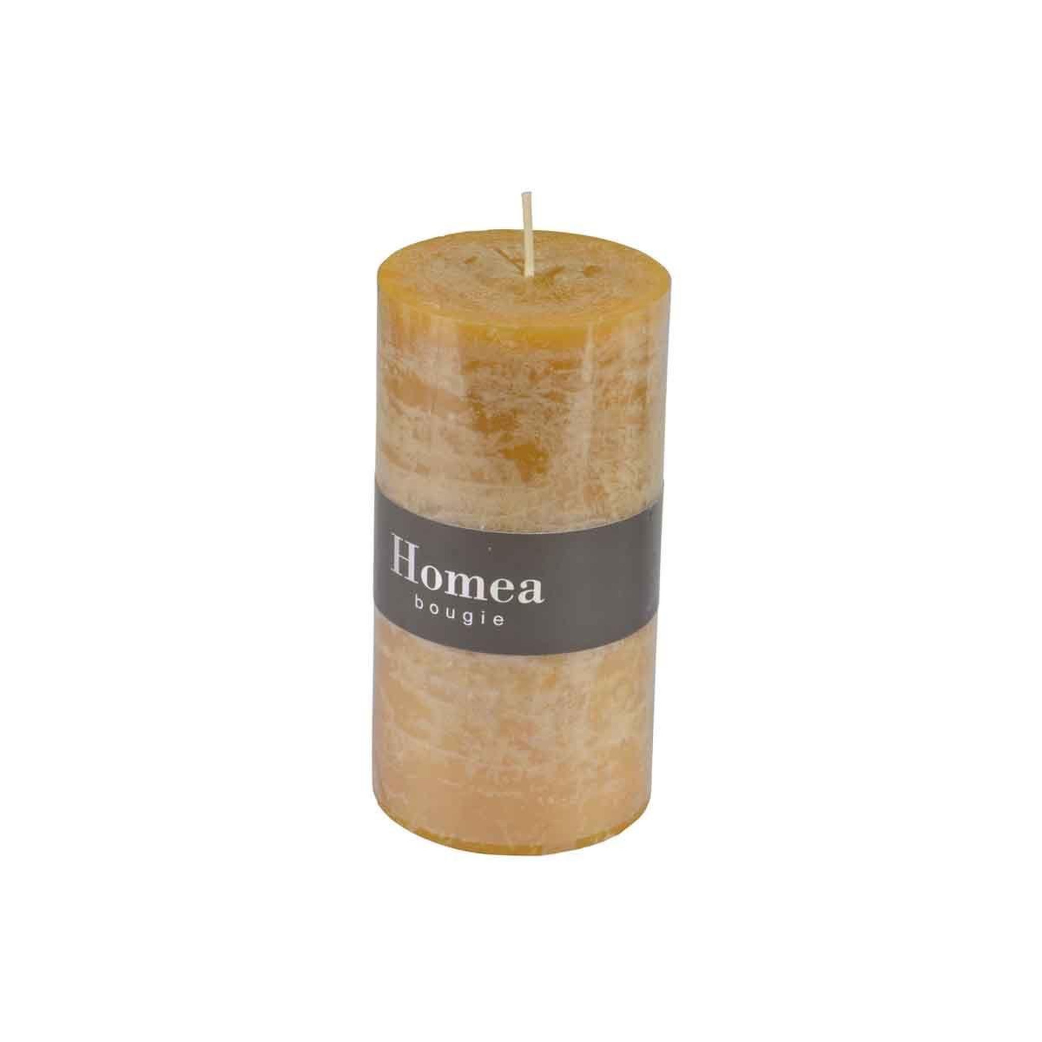 Voir la diapositive 2 : HOMEA Bougie pilier déco  rustique  10cm jaune
