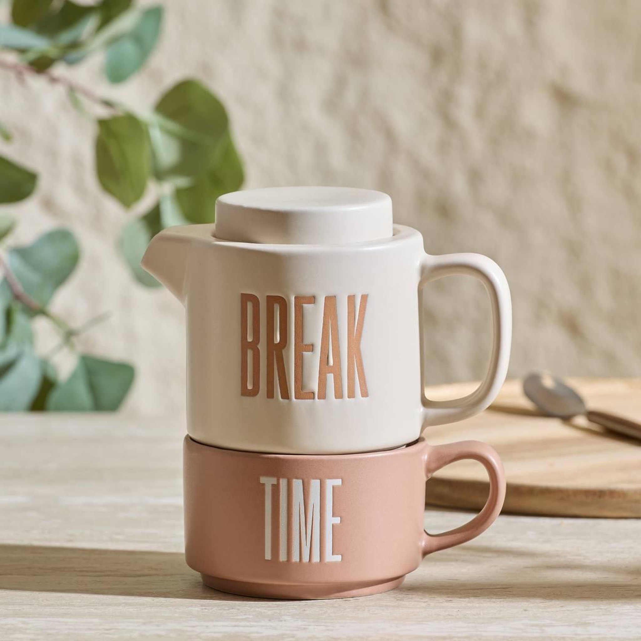 Voir la diapositive 5 : SECRET DE GOURMET Théière Solitaire en Grès  Break Time  45cl Beige