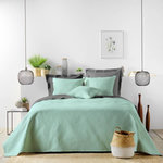 Paris Prix Couvre-Lit & 2 Housses de Coussin  Romane  220x240cm Sauge