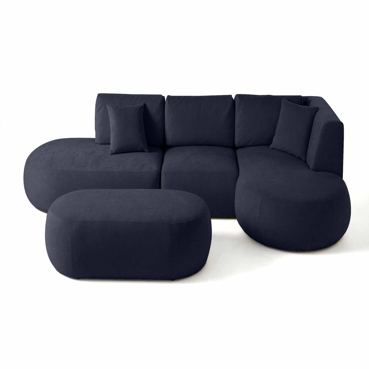 LISA DESIGN Santorini - canapé modulable d'angle droit + pouf - 5 places - en tissu texturé