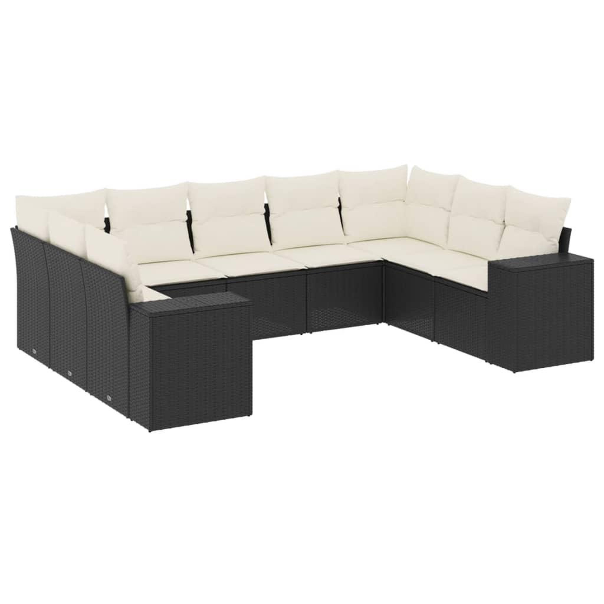 Voir la diapositive 2 : VIDAXL Salon de jardin 9 pcs avec coussins noir resine tressee