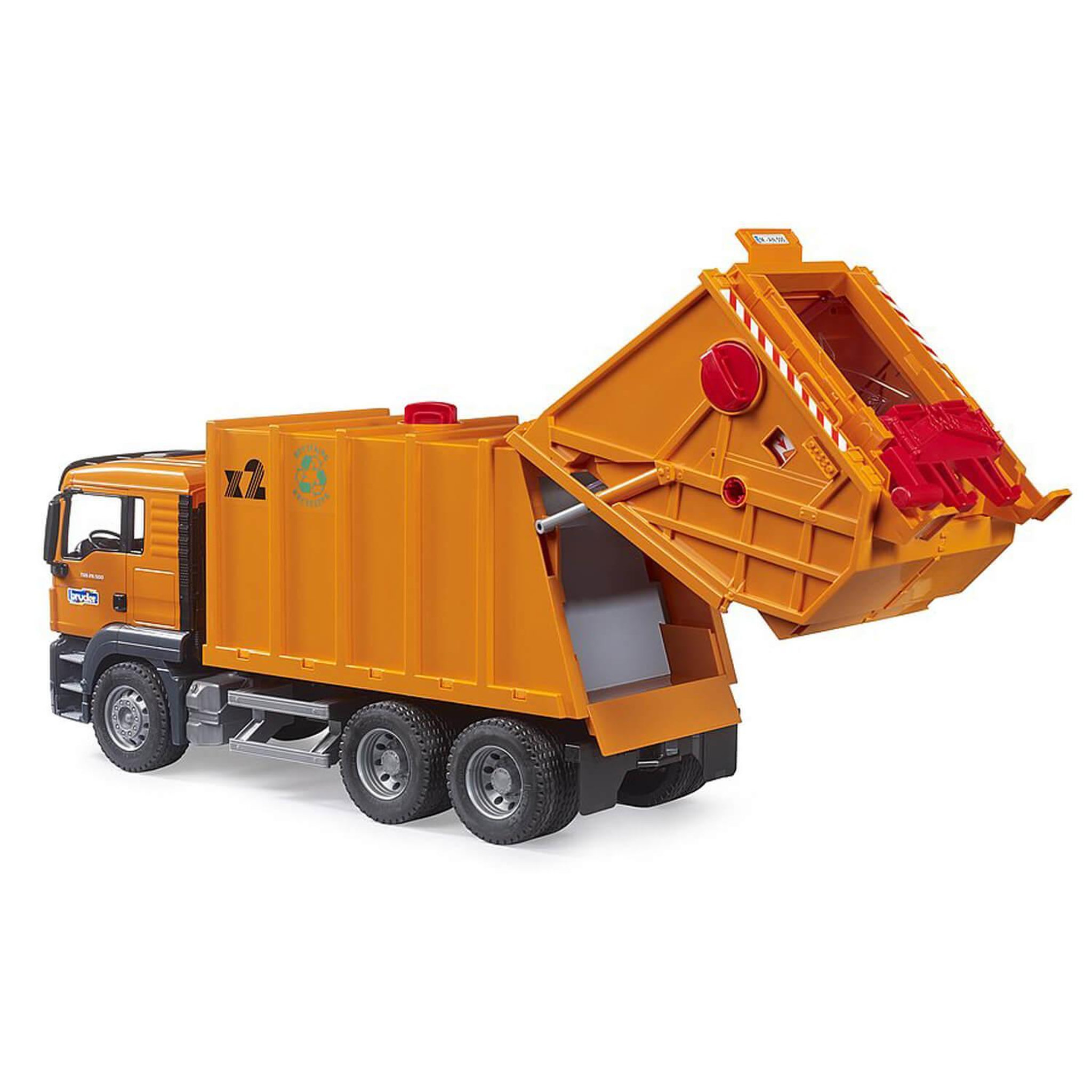 Voir la diapositive 4 : Bruder Benne à ordures MAN TGS (orange)