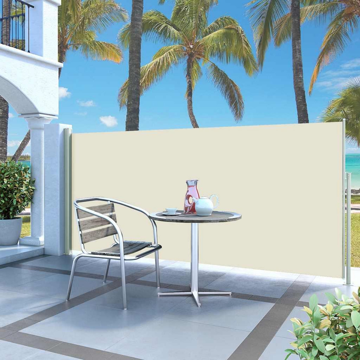 VIDAXL Auvent lateral retractable 120 x 300 cm Blanc casse
