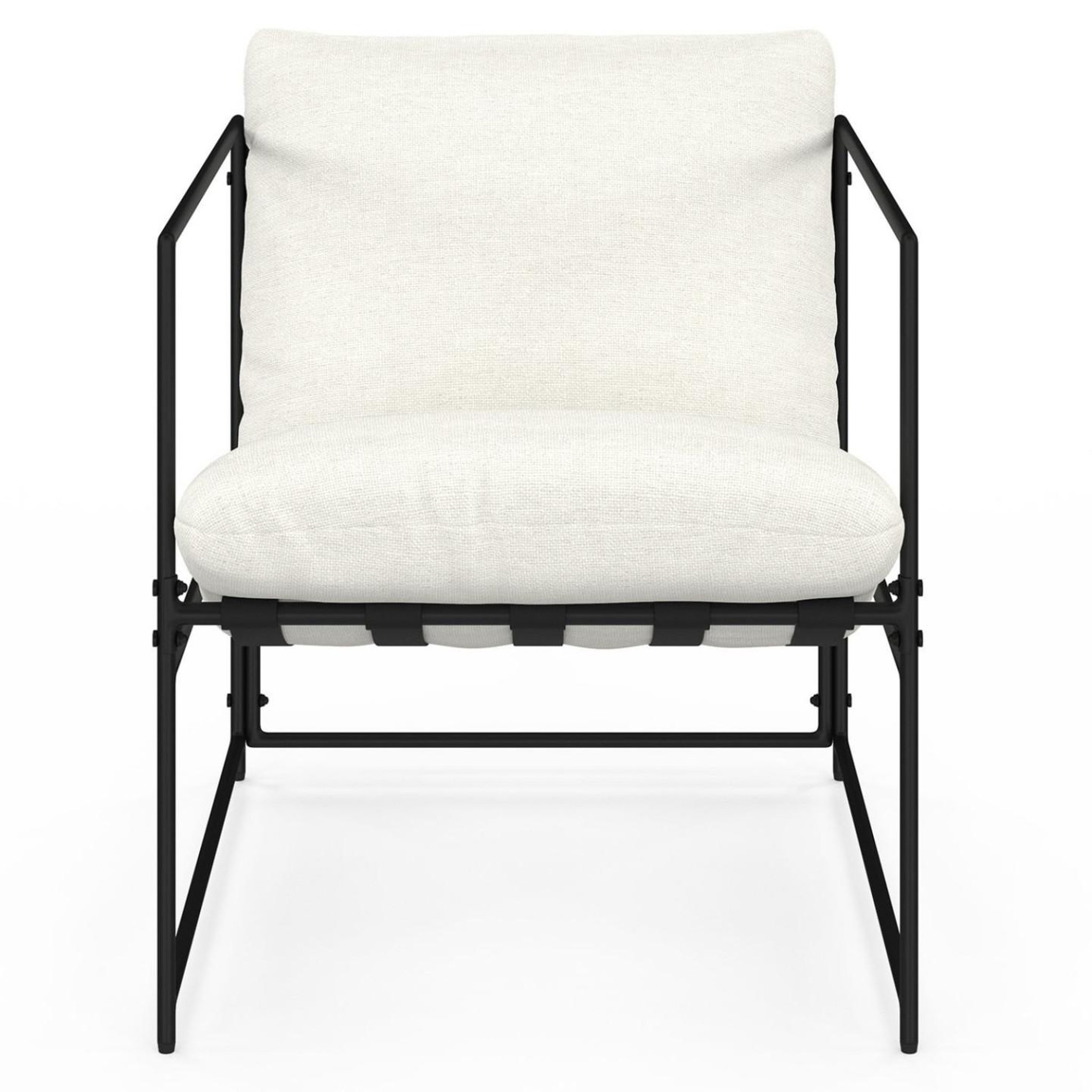 Voir la diapositive 3 : ID MARKET Fauteuil rembourré ulysse structure métal et coussin blanc