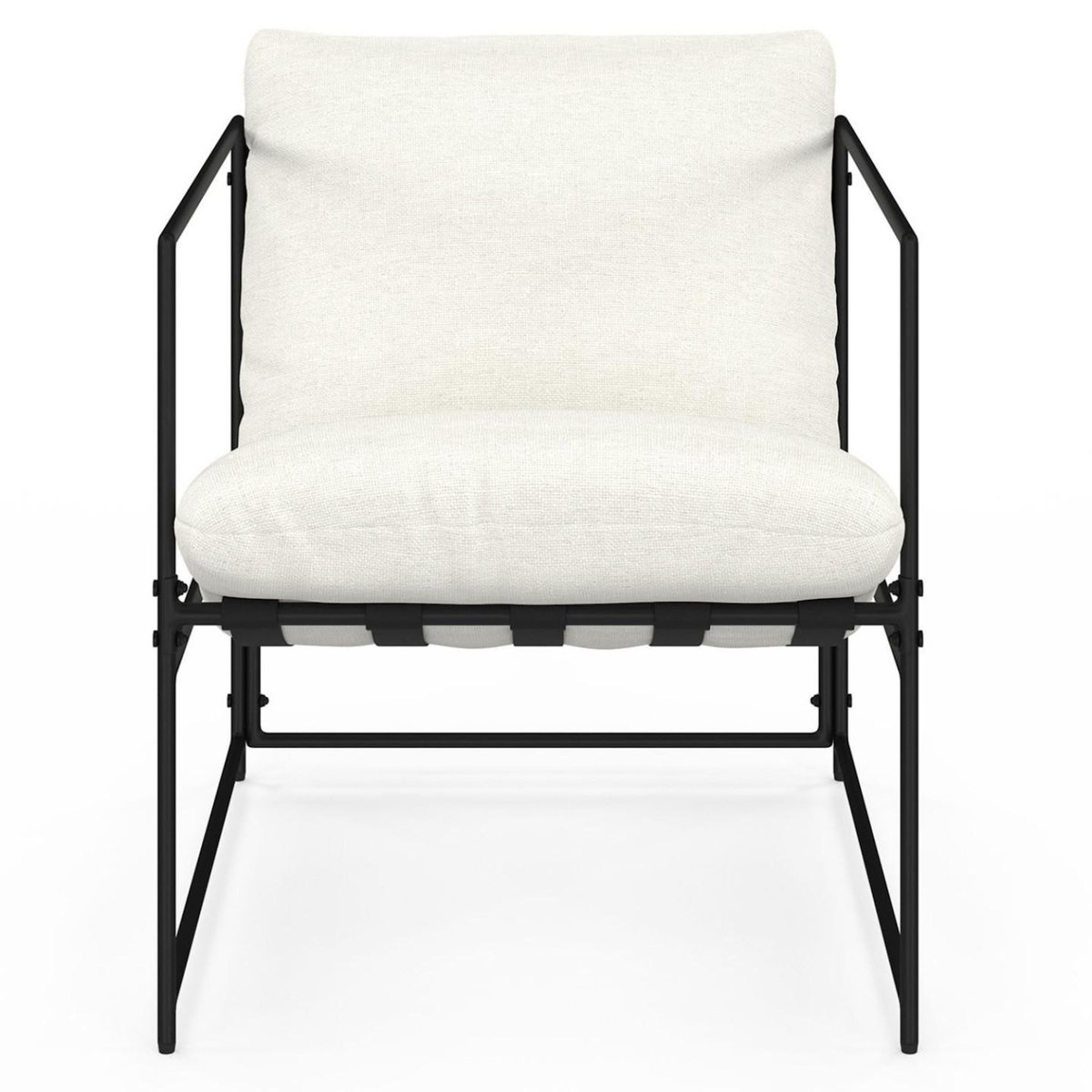 ID MARKET Fauteuil rembourré ULYSSE structure métal et coussin blanc