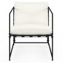 Voir la diapositive 3 : ID MARKET Fauteuil rembourré ULYSSE structure métal et coussin blanc