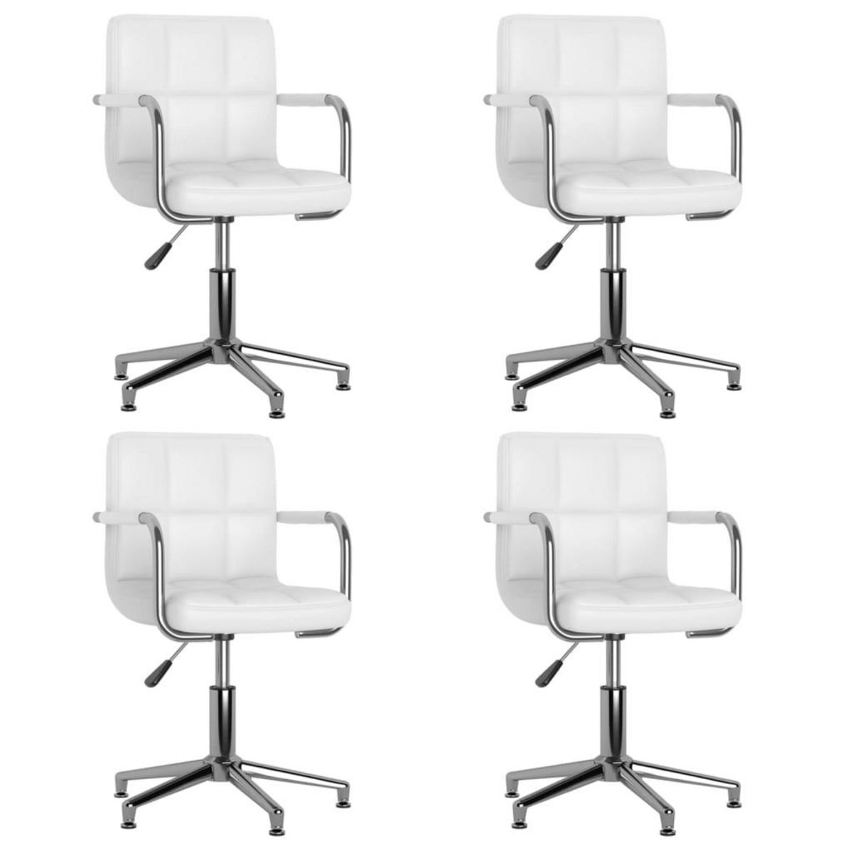 VIDAXL Chaises pivotantes a manger lot de 4 blanc similicuir
