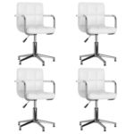 VIDAXL Chaises pivotantes a manger lot de 4 blanc similicuir