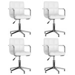 VIDAXL Chaises pivotantes a manger lot de 4 blanc similicuir