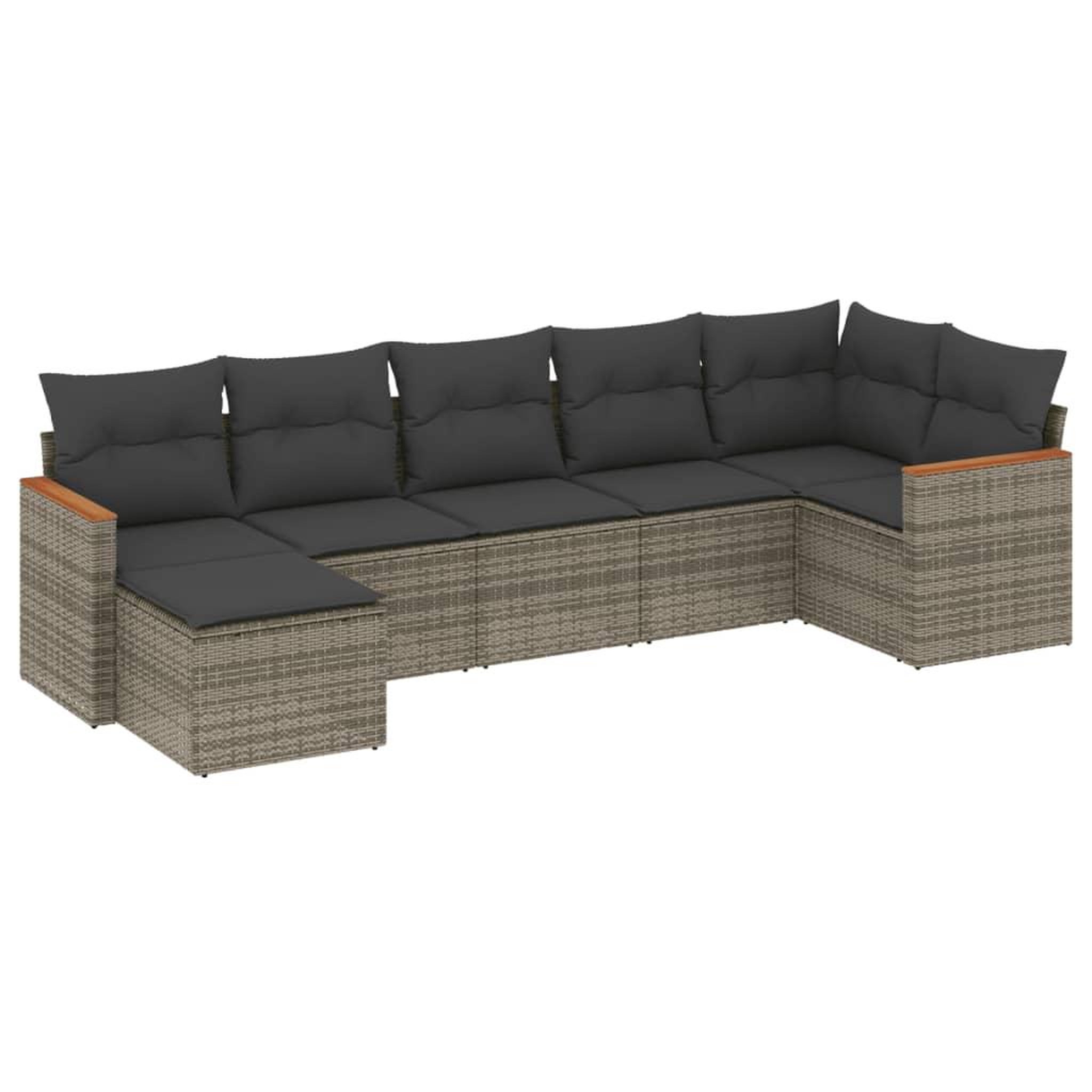 Voir la diapositive 2 : VIDAXL Salon de jardin avec coussins 7 pcs gris resine tressee