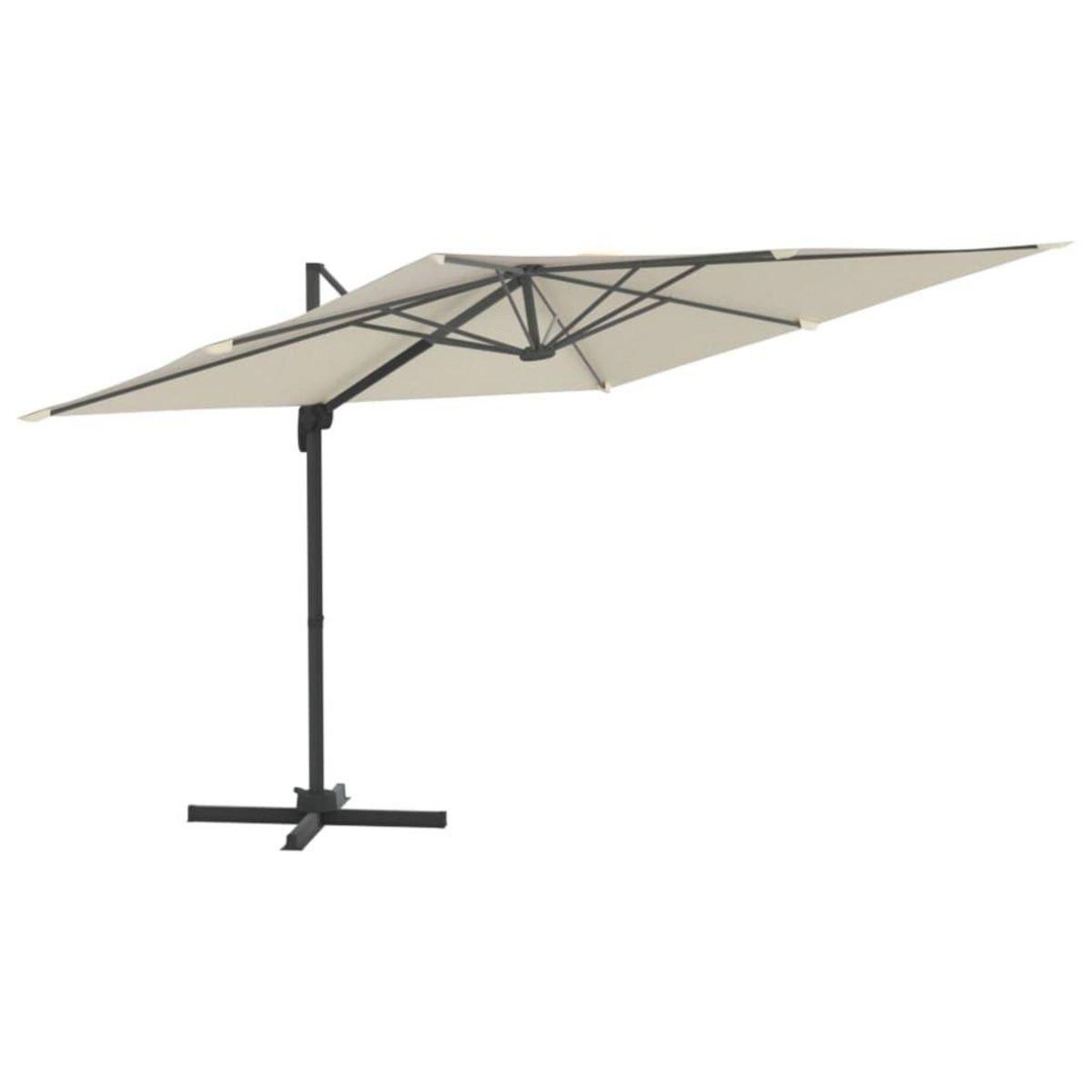 VIDAXL Parasol cantilever a LED Blanc sable 400x300 cm