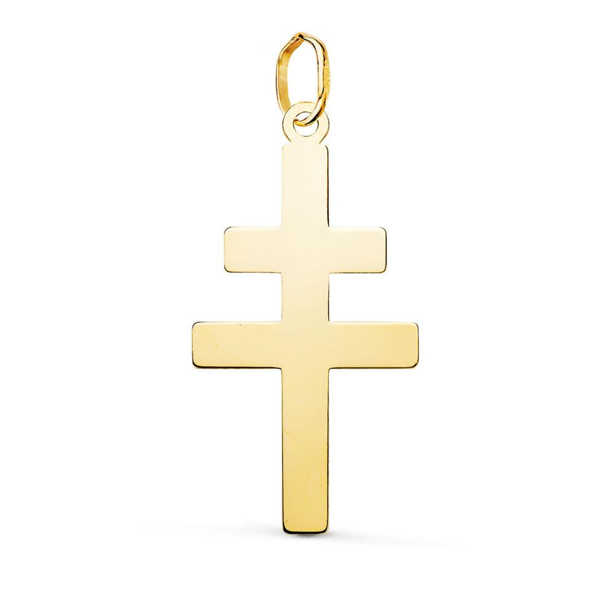 L'ATELIER D'AZUR Pendentif Médaille Or 18 Carats 750 Jaune - Croix de Lorraine - Chaines Offertes - Grande