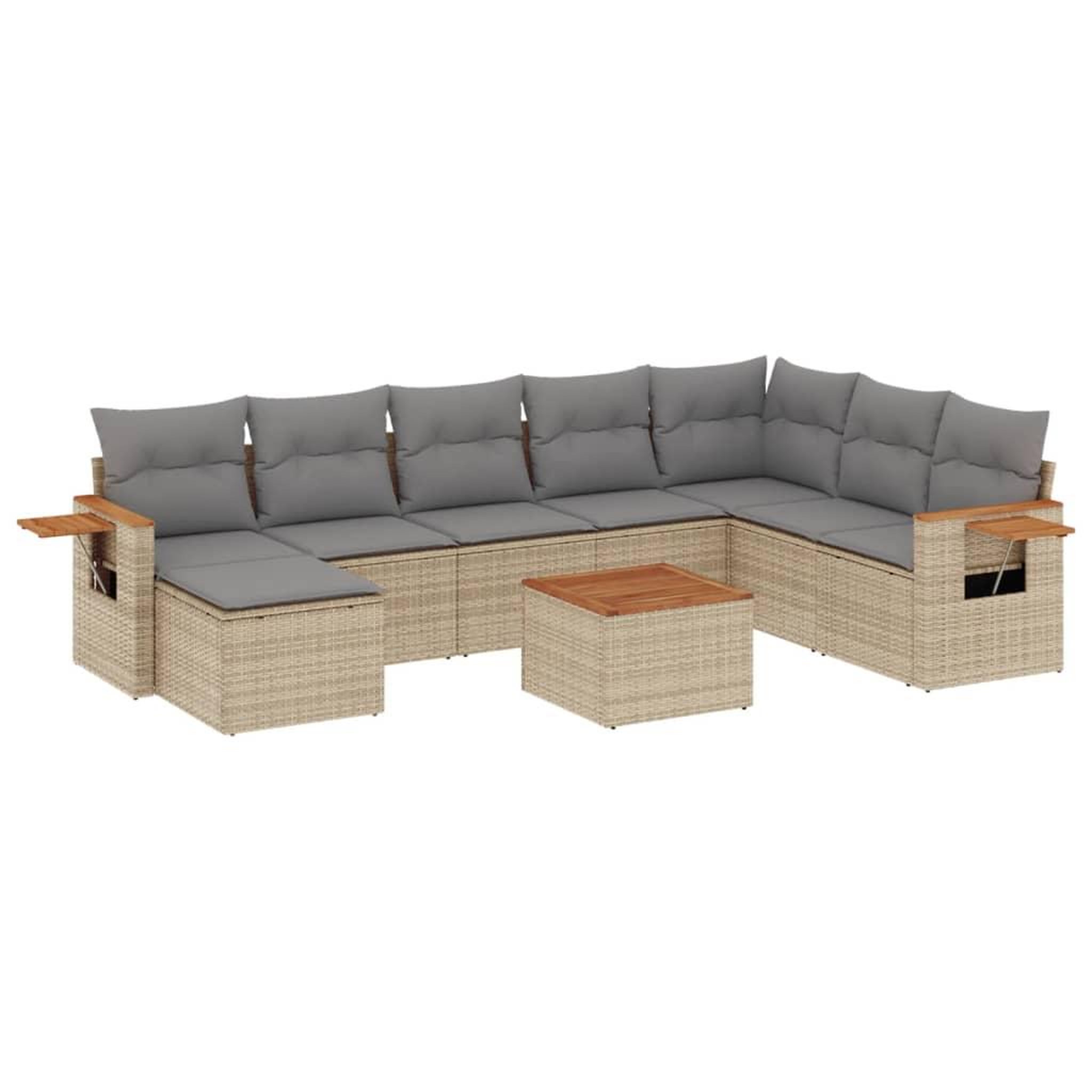 Voir la diapositive 2 : VIDAXL Salon de jardin avec coussins 9 pcs beige resine tressee