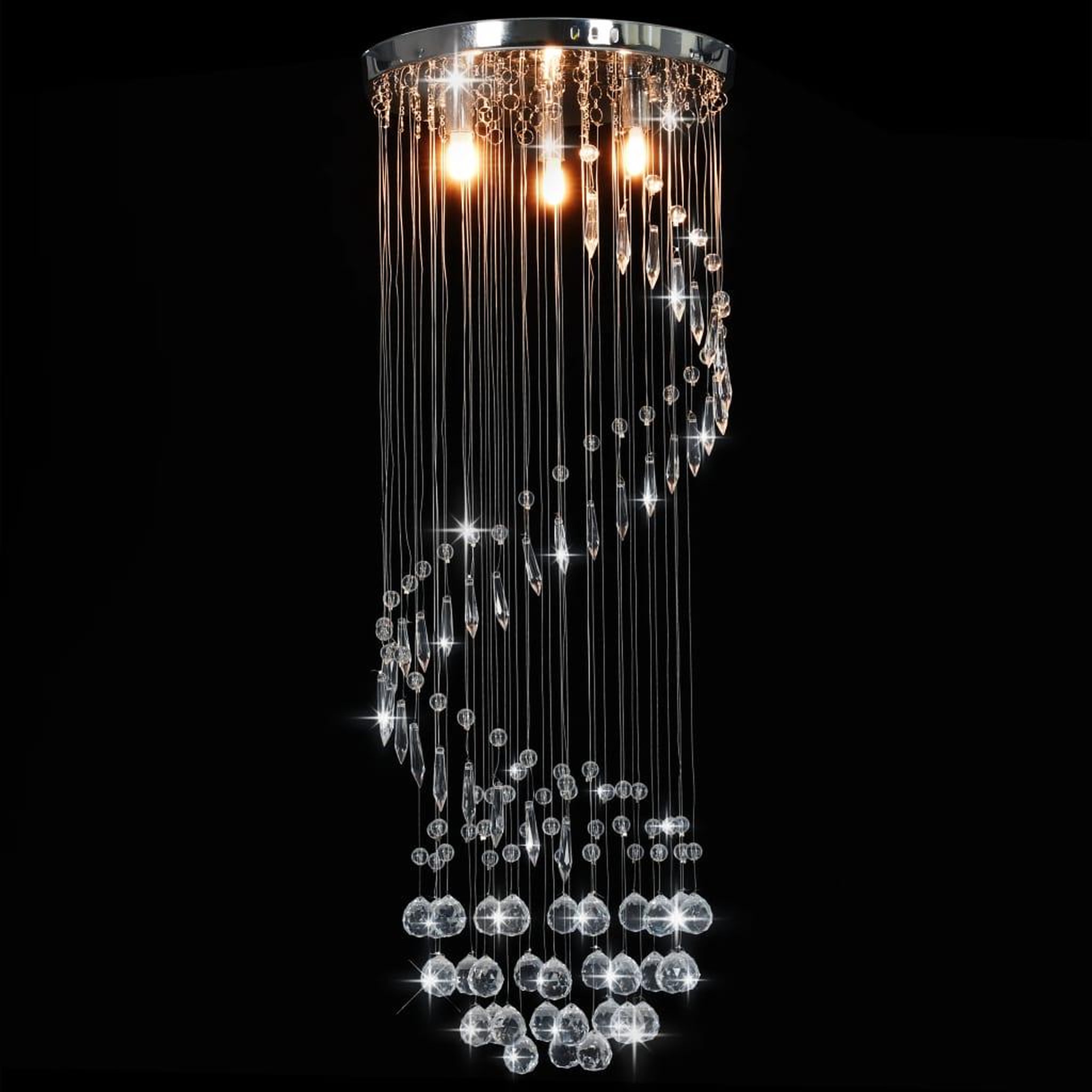 Voir la diapositive 2 : VIDAXL Plafonnier avec perles de cristal Argente Spirale G9