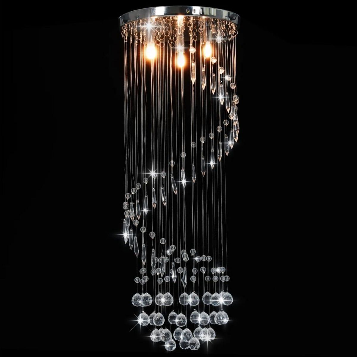 VIDAXL Plafonnier avec perles de cristal Argente Spirale G9