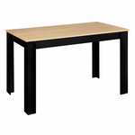 ID MARKET Table à manger rectangle ROZY 6 personnes noire plateau façon hêtre 110 cm