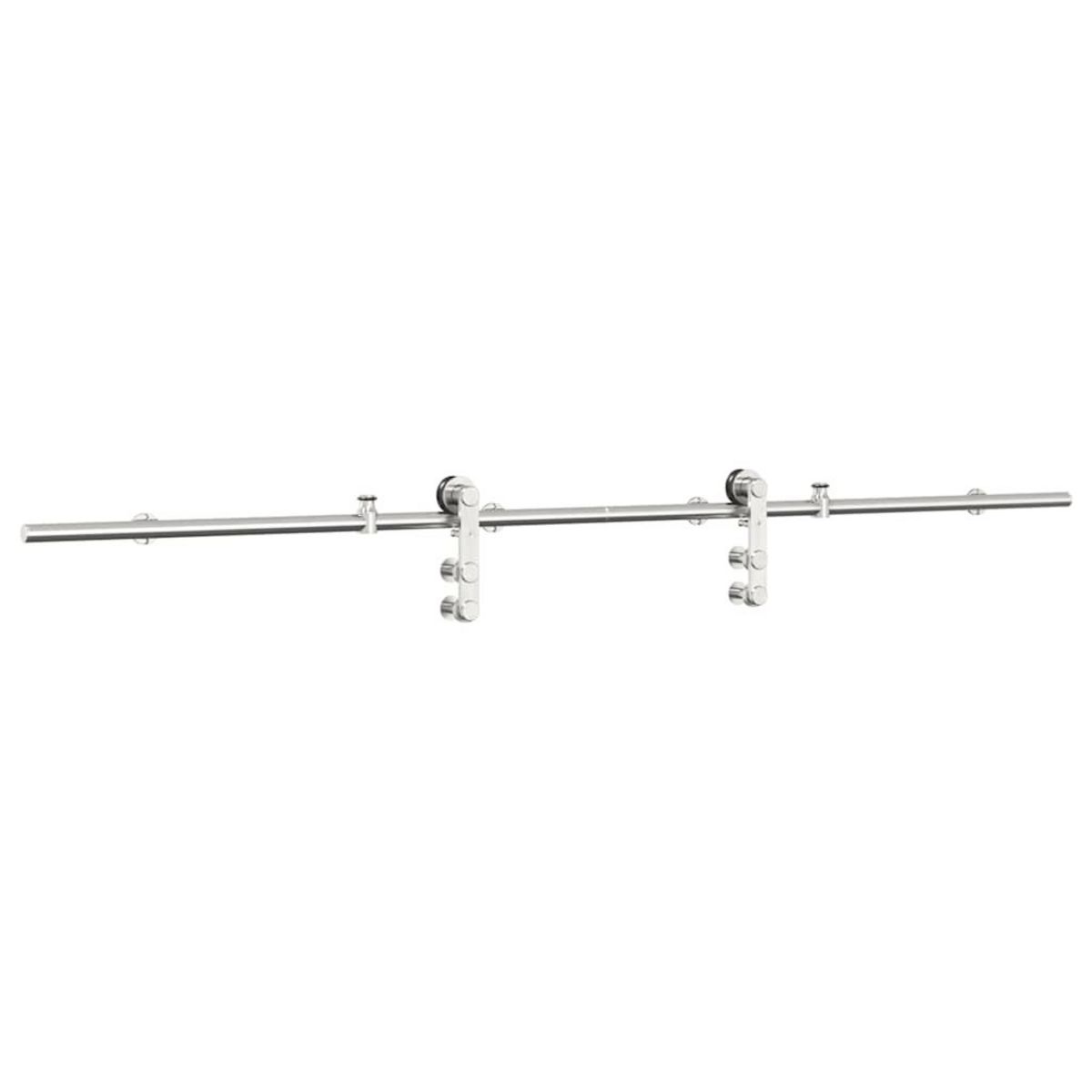 VIDAXL Kit fixation porte coulissante 200 cm Acier inoxydable Argente
