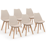 ID MARKET Lot de 6 chaises scandinaves SARA beige pour salle à manger