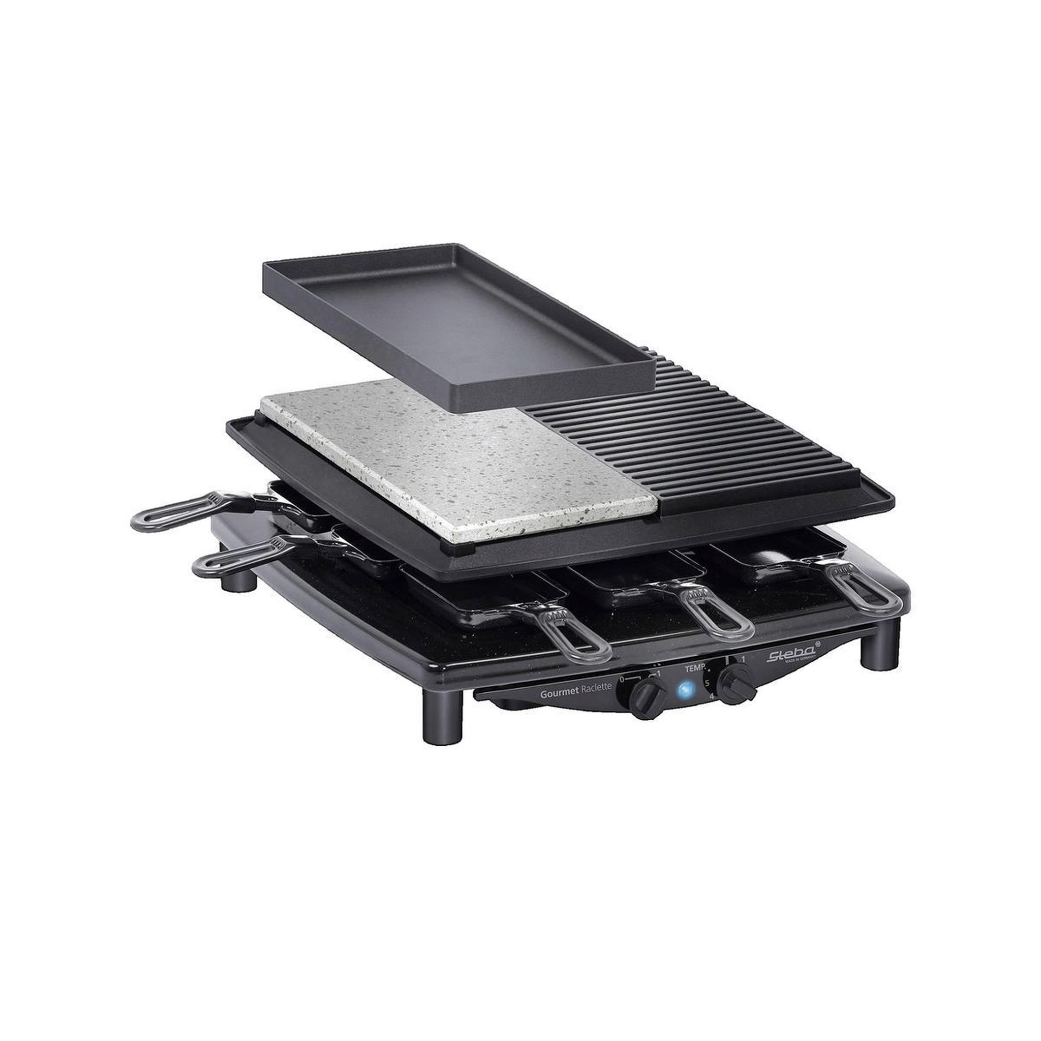 Voir la diapositive 2 : STEBA Appareil à raclette Steba RC 4 Plus Deluxe avec surface de cuisson en pierre naturelle
