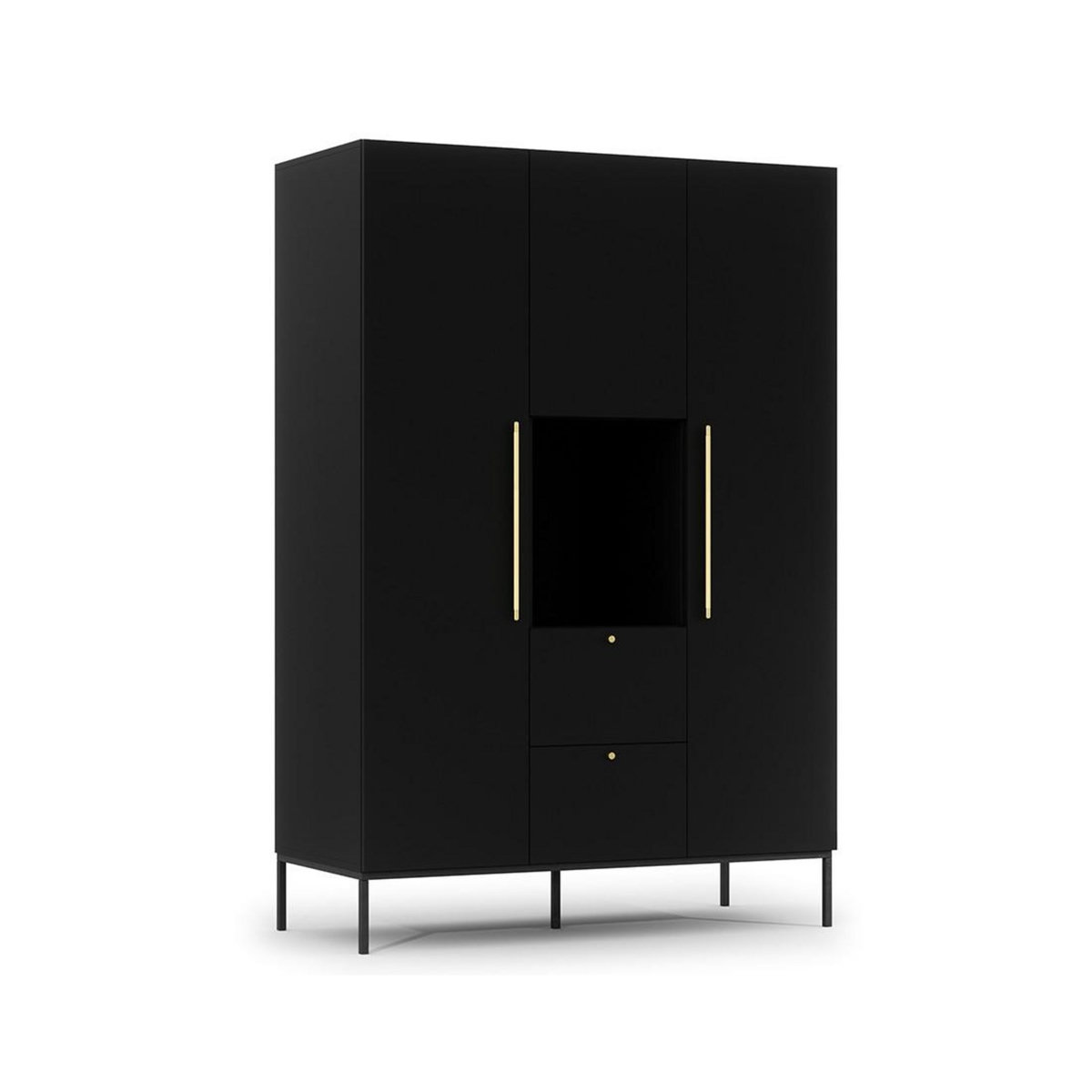 BEST MOBILIER Felicia - armoire - noir - 135x200 cm