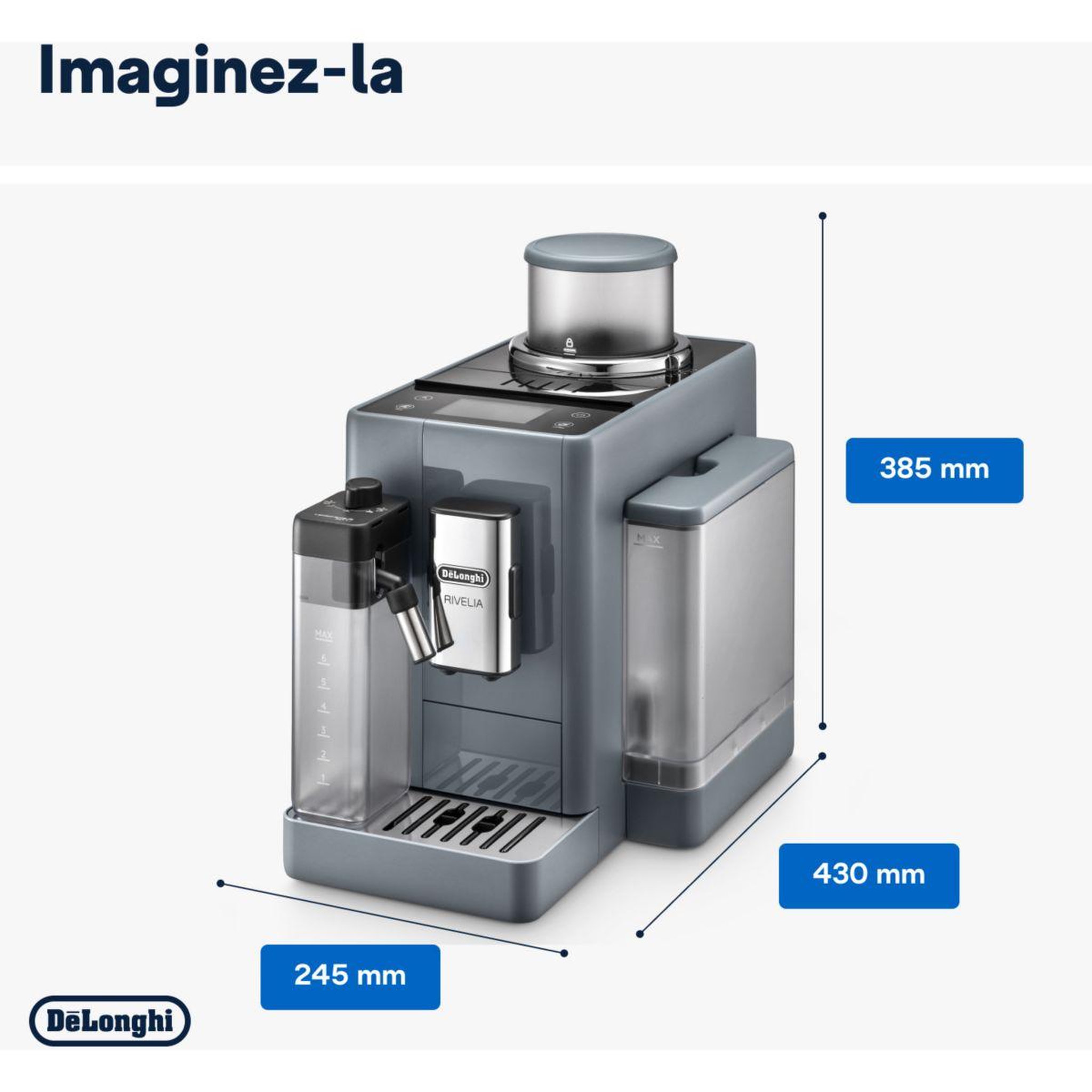Voir la diapositive 4 : DELONGHI Expresso broyeur feb4455.g rivelia latte gris