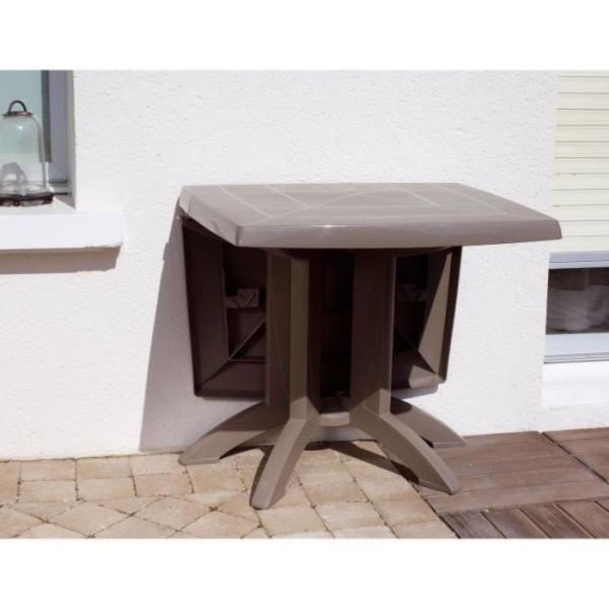 GRILL ME Table - GROSFILLEX - Vega - 118x77 cm - Pliable - Résistante aux intempéries - Taupe