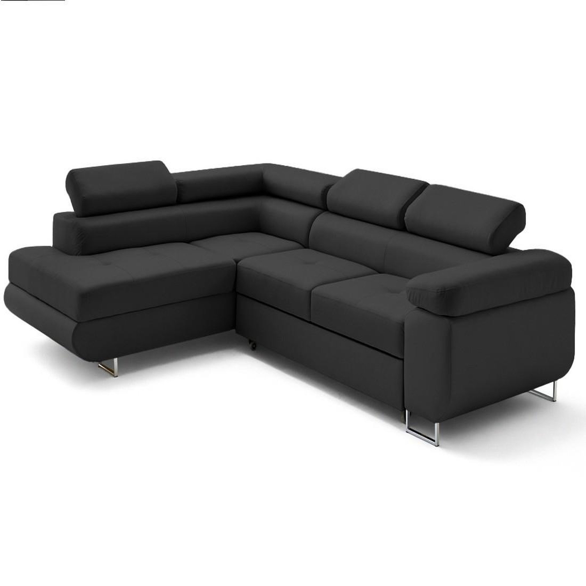 Voir la diapositive 2 : LISA DESIGN Zaria - canapé d'angle gauche 5 places convertible avec coffre et têtières en simili