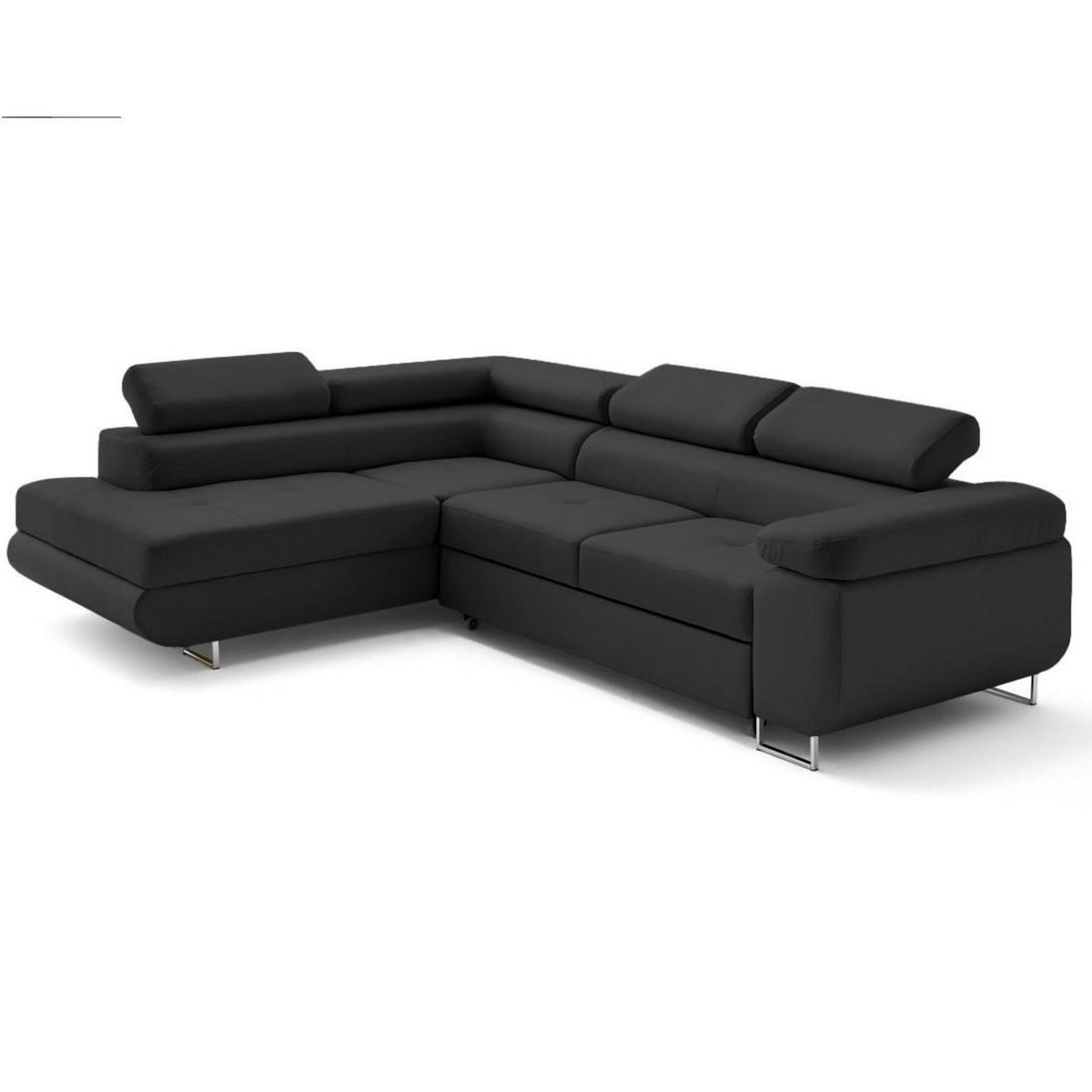 LISA DESIGN Zaria - canapé d'angle gauche 5 places convertible avec coffre et têtières en simili