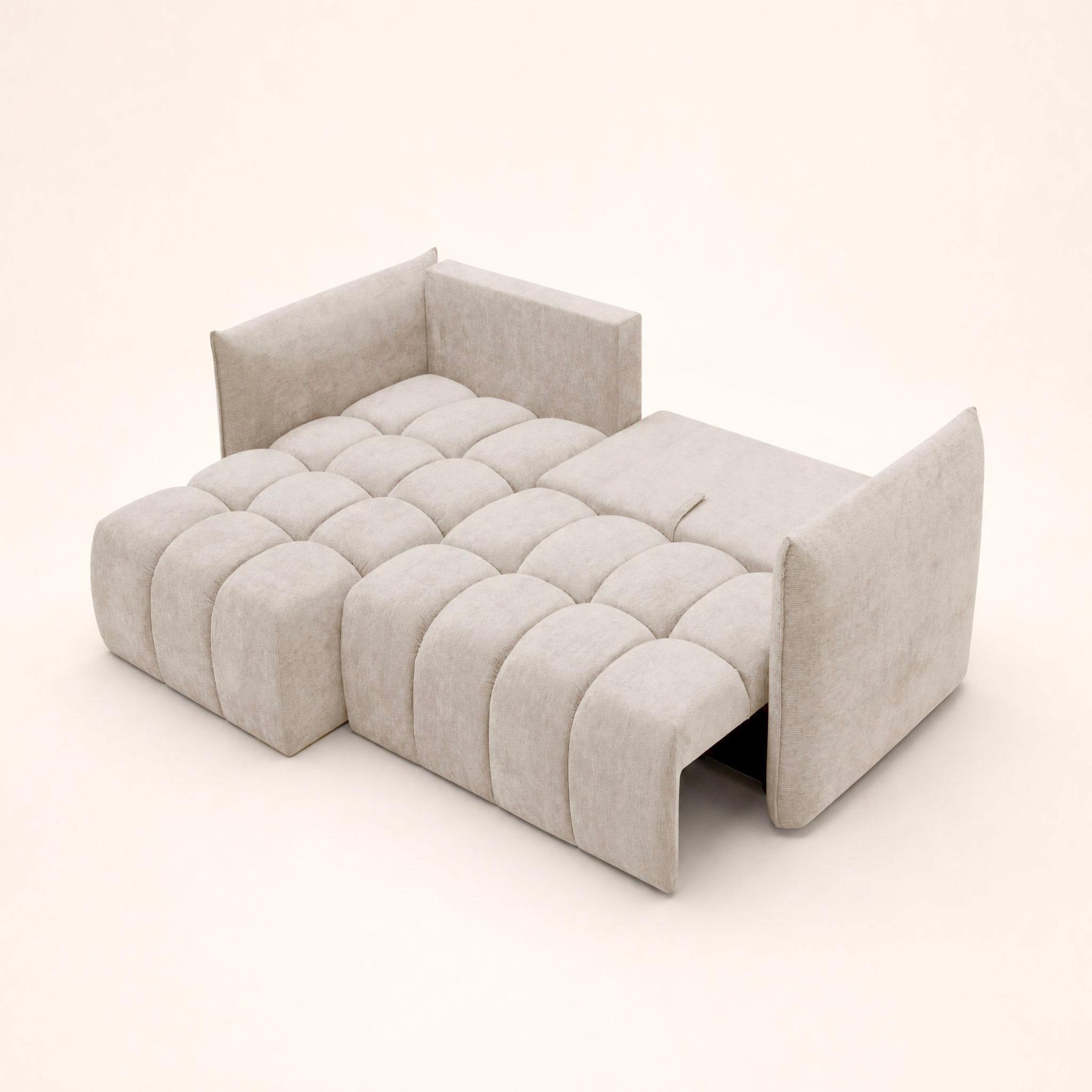 Voir la diapositive 4 : BEST MOBILIER Ambroise - canapé d'angle gauche 4 places convertible avec coffre en velours texturé
