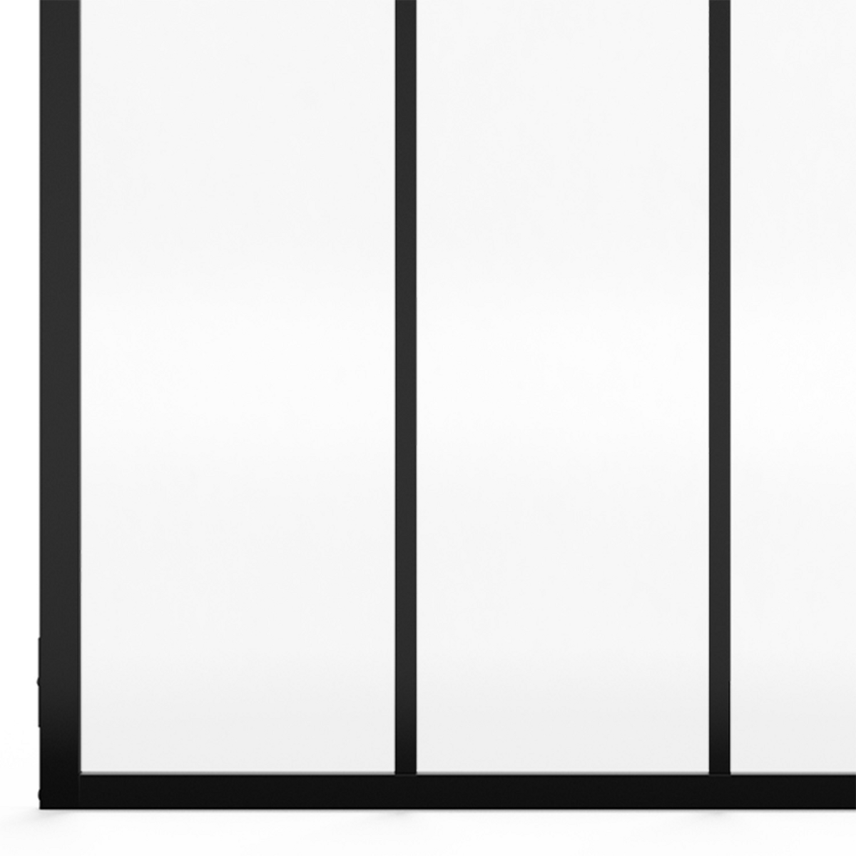 ID MARKET Verrière atelier 3 vitrages L. 93 x H.108 cm en métal noir et verre trempé