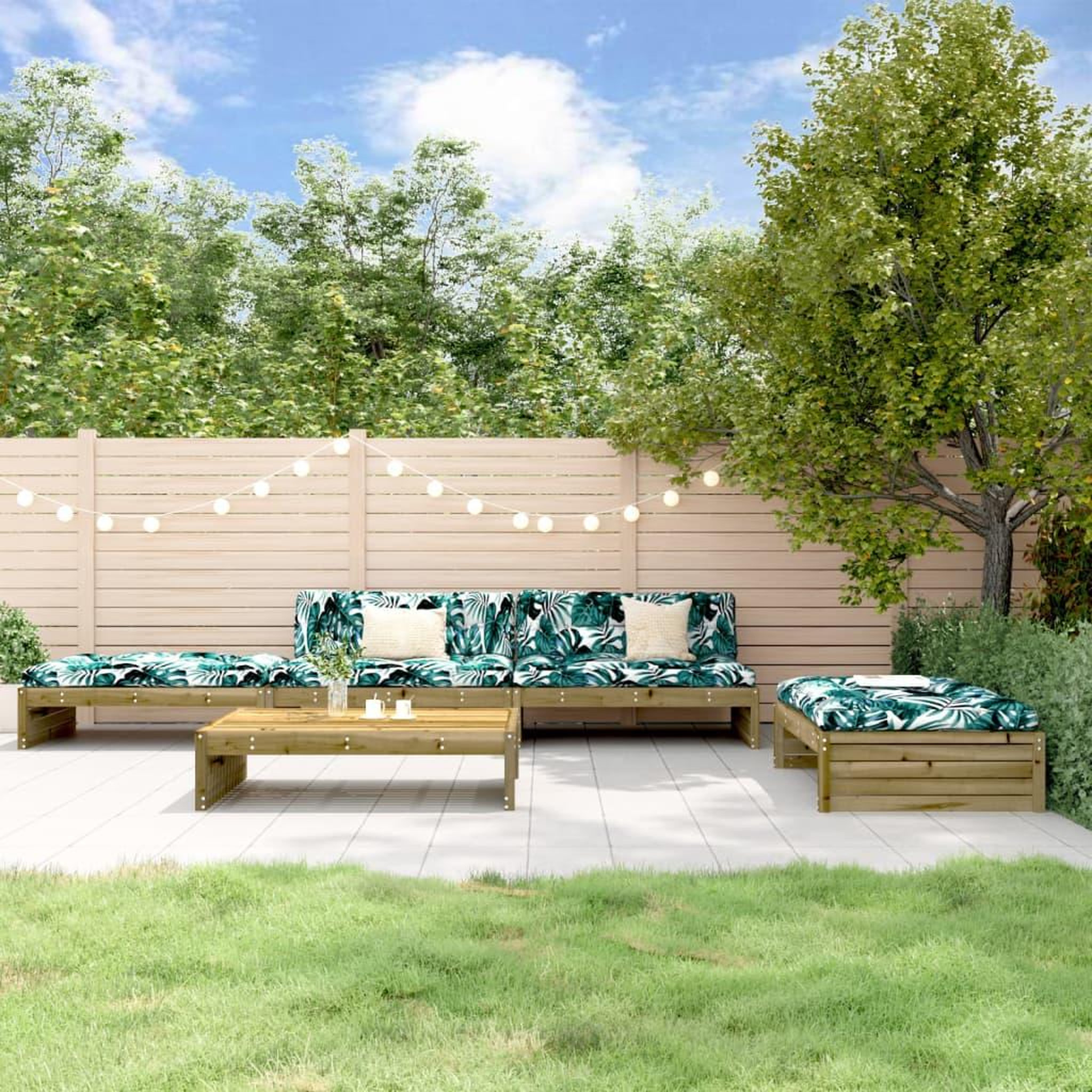 VIDAXL Salon de jardin 5 pcs avec coussins bois de pin impregne