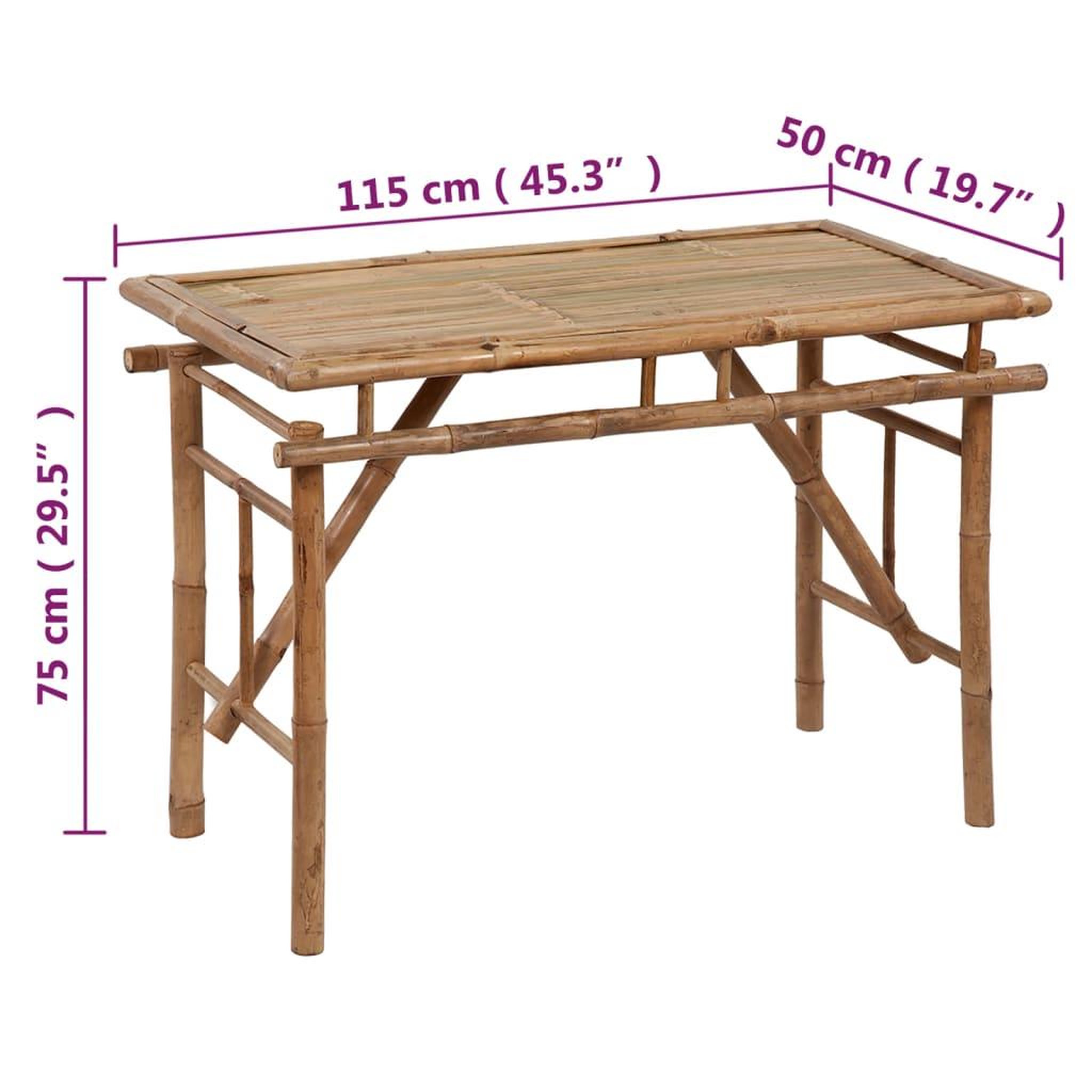 Voir la diapositive 4 : VIDAXL Table de jardin pliable 115x50x75 cm Bambou