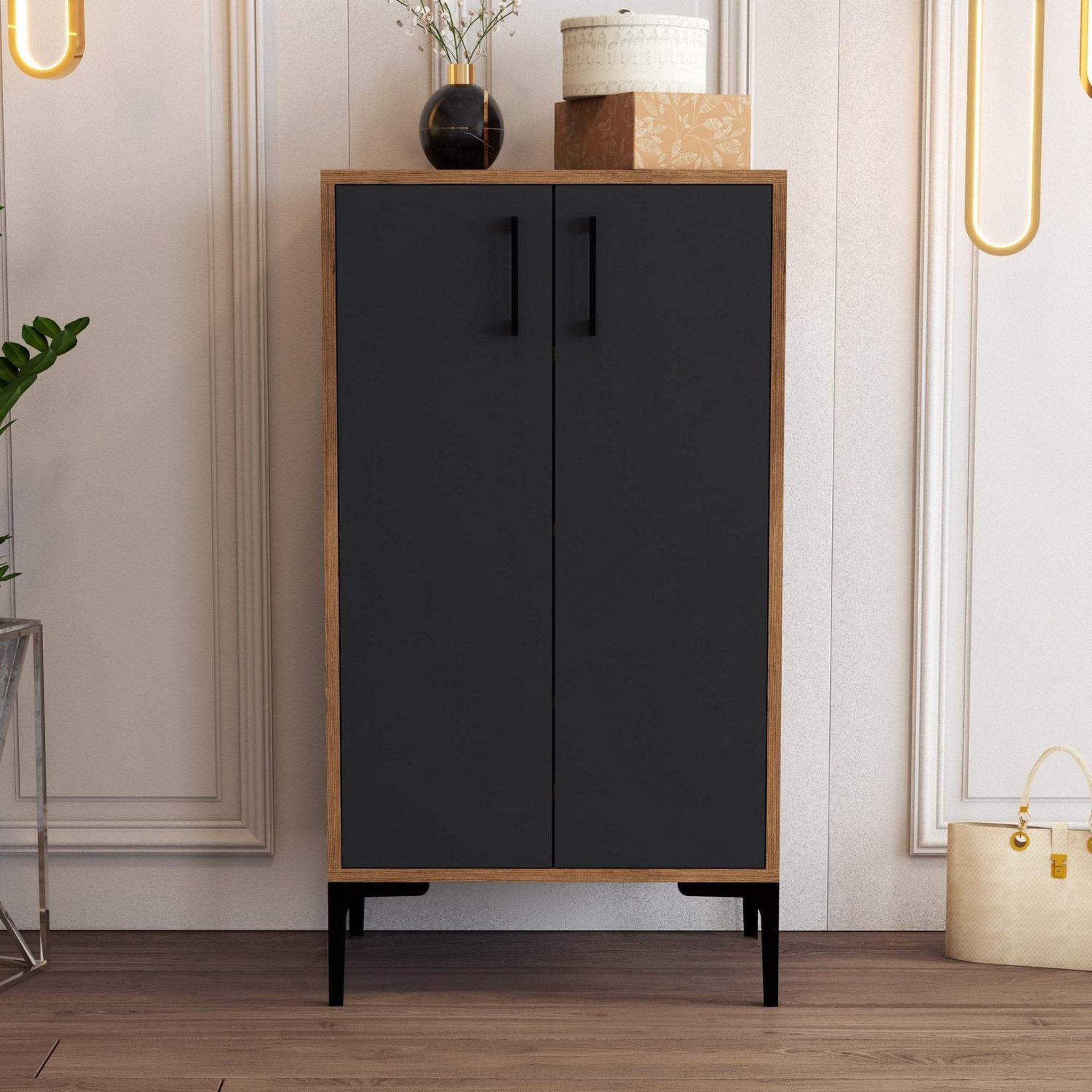 Voir la diapositive 3 : Habitat et Jardin Meuble à chaussures en bois  prag  - 60 x 35 x 111 cm - gris anthracite